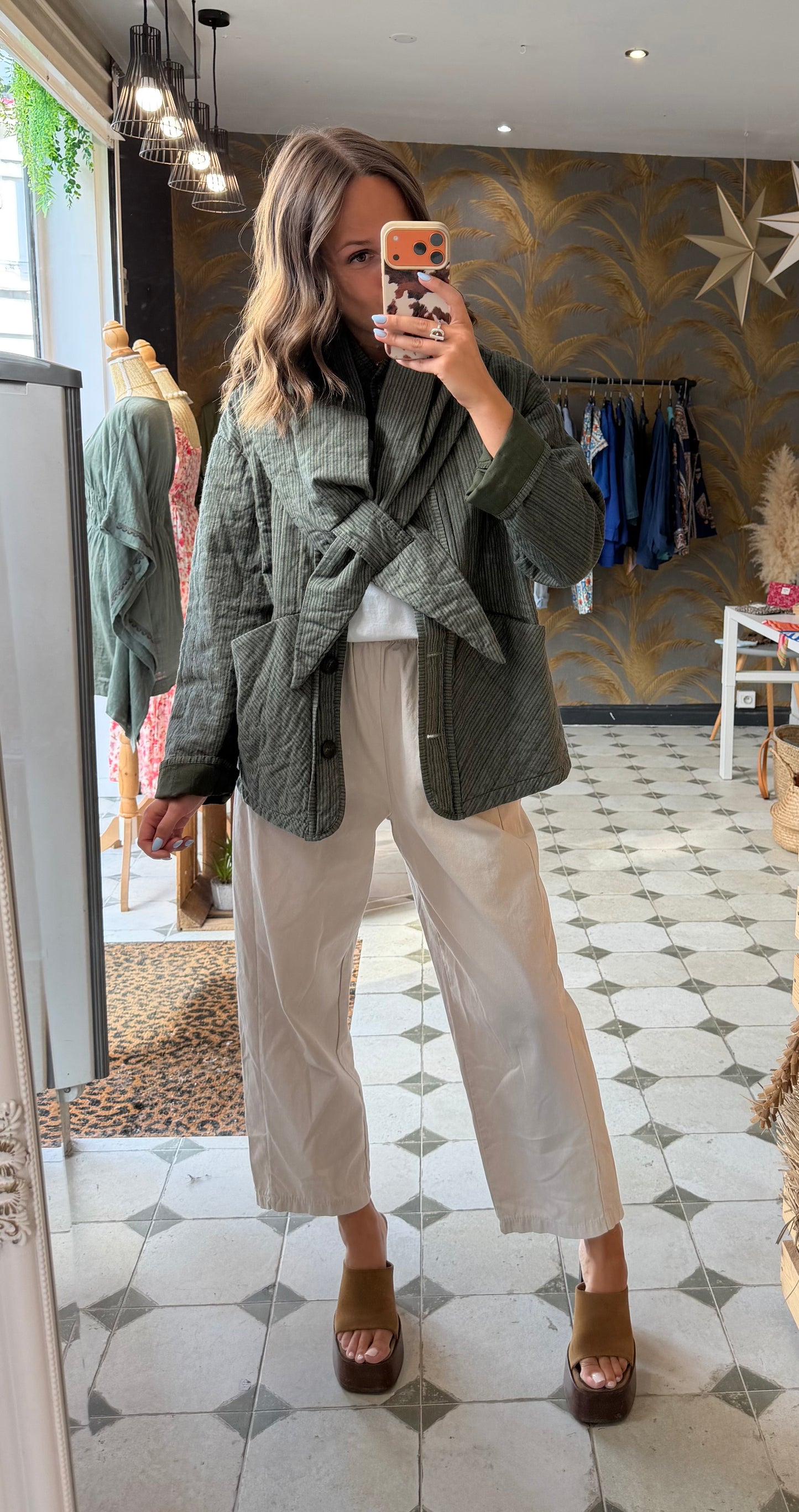 Veste avec écharpe kaki - Johanna Paris