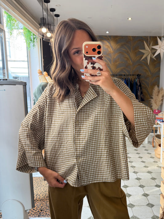 Blouse Willow à carreaux caramel - Johanna Paris
