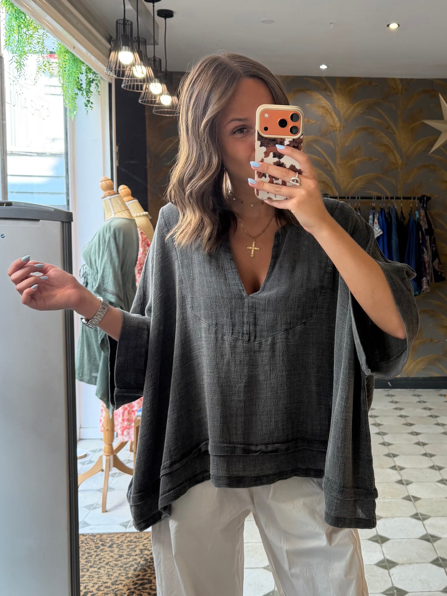 Blouse grise asymétrique - Johanna Paris