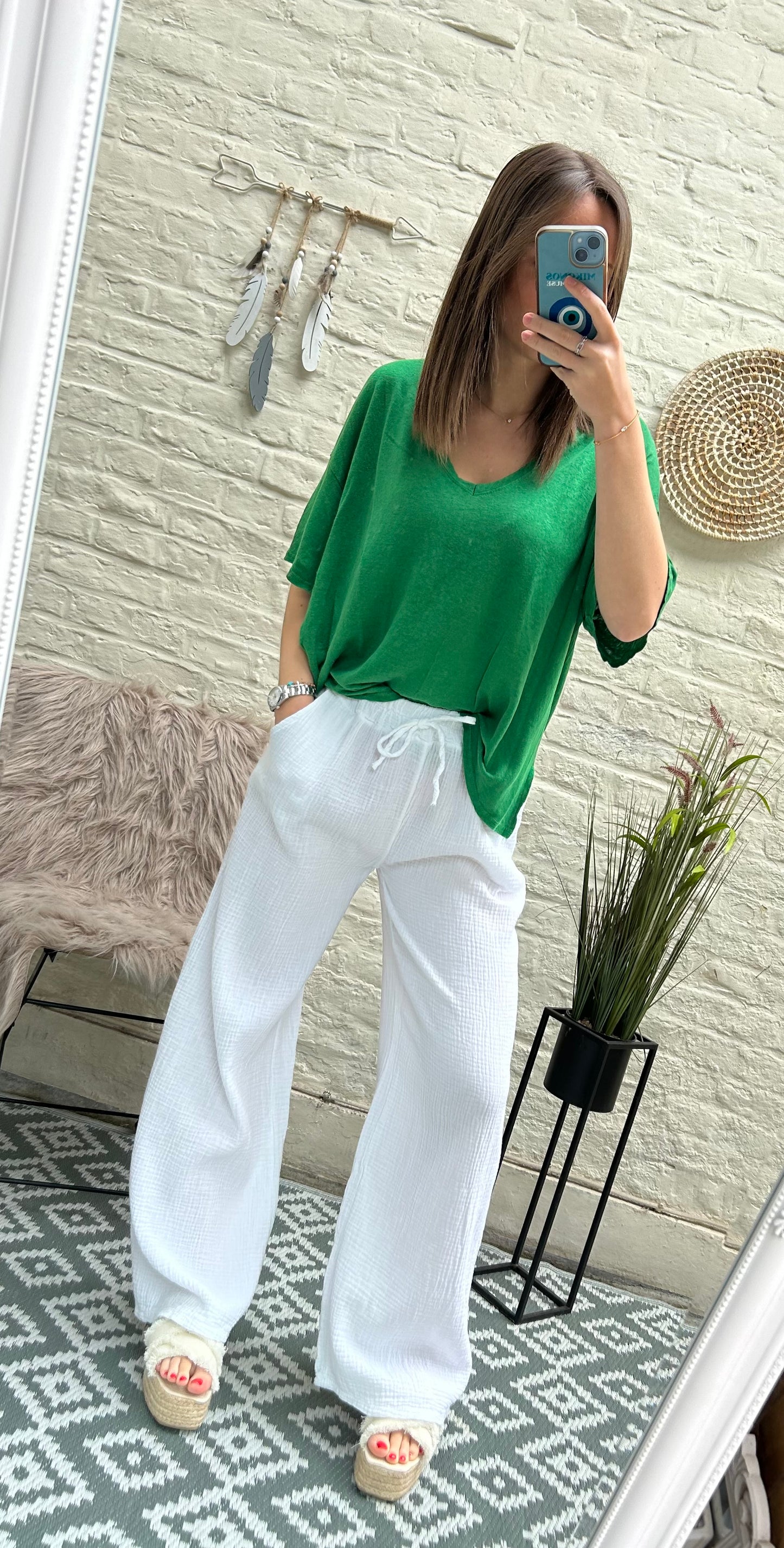 Pantalon fluide en Gaze de coton