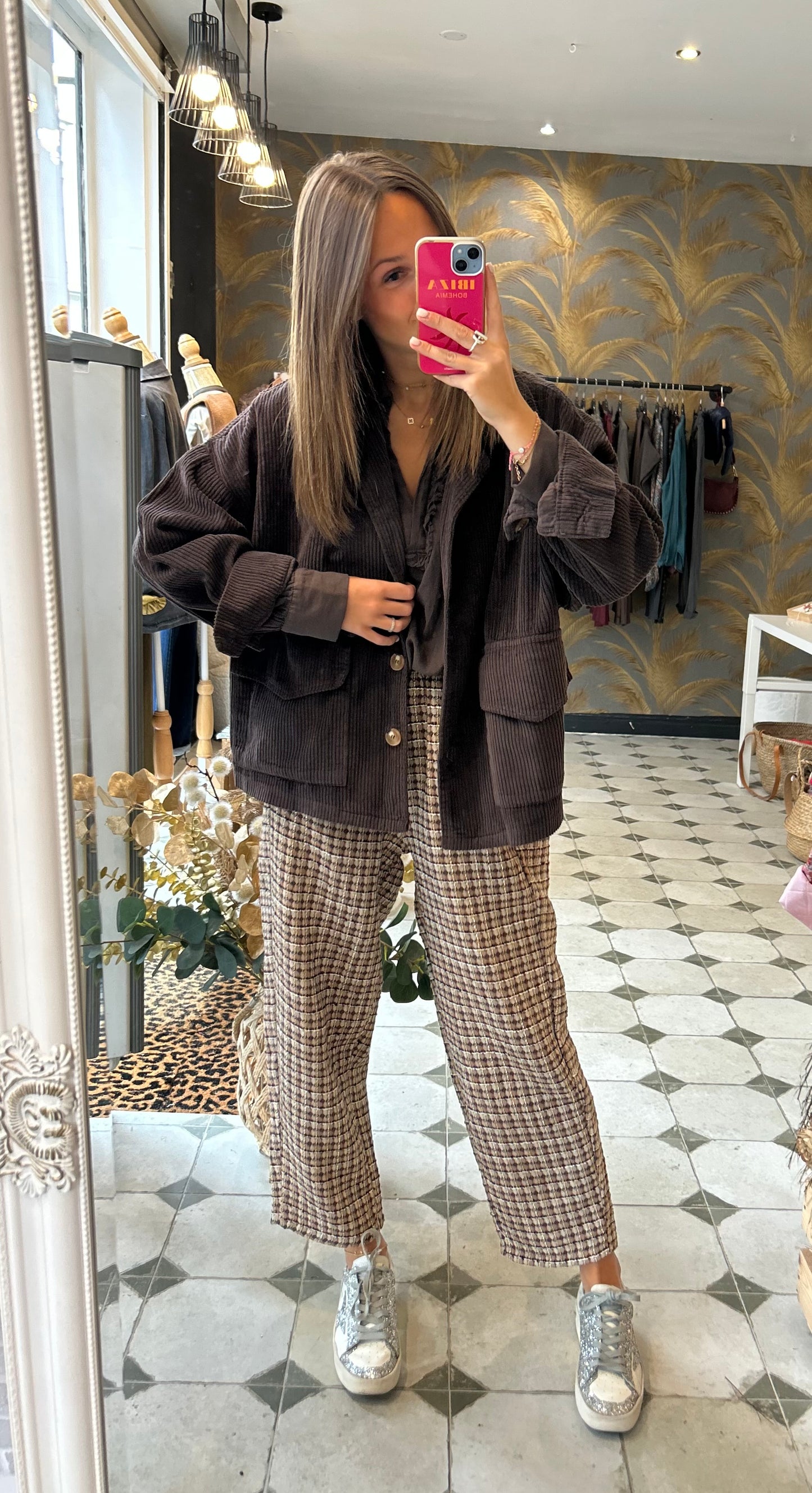 Veste en velours Mélissa chocolat - Johanna Paris