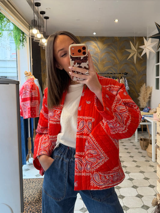 Veste matelassée bandana rouge - Johanna Paris