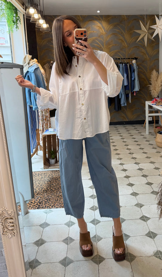 Pantalon Magique en toile fine bleu - Johanna Paris