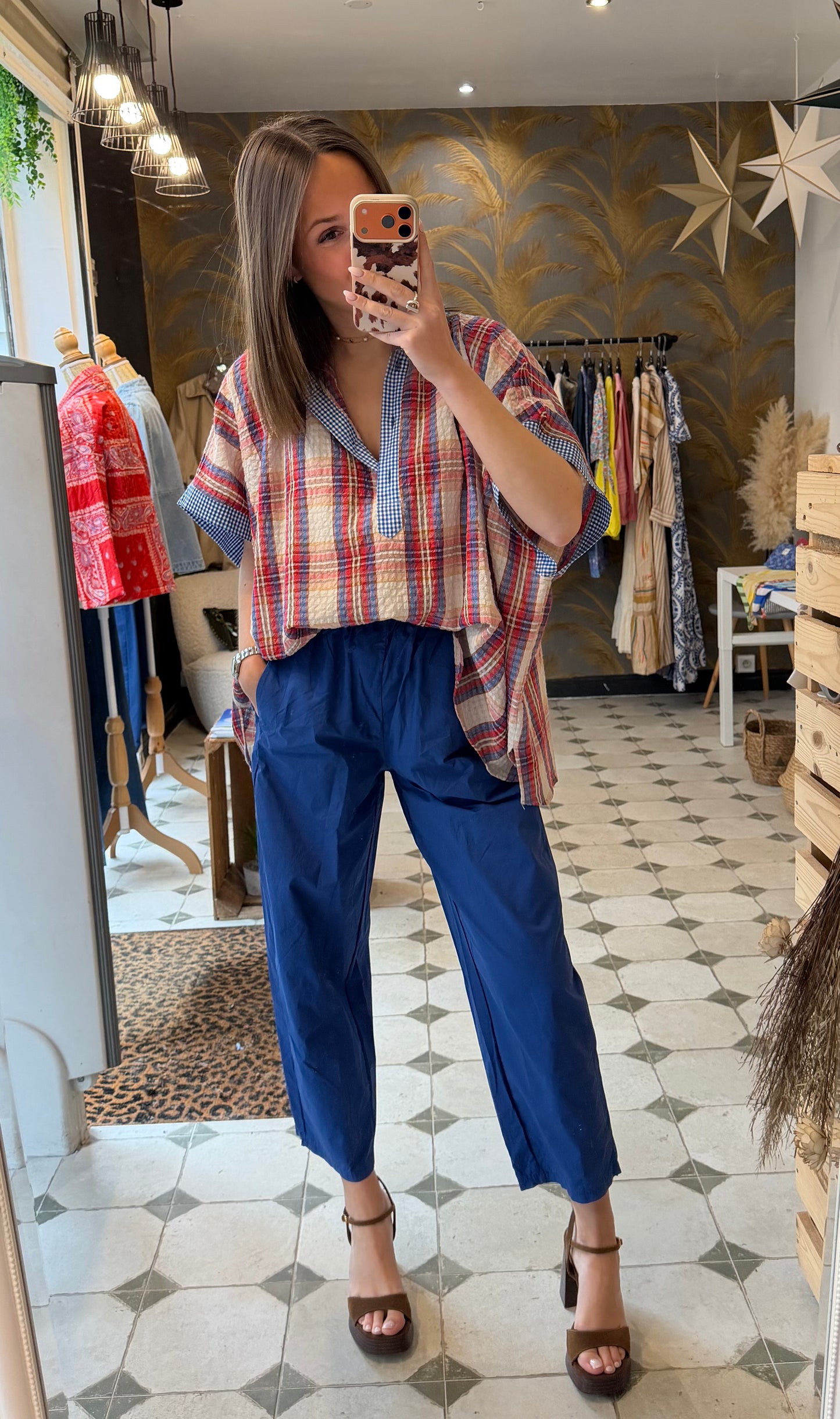 Pantalon Magique en toile fine bleu électrique - Johanna Paris
