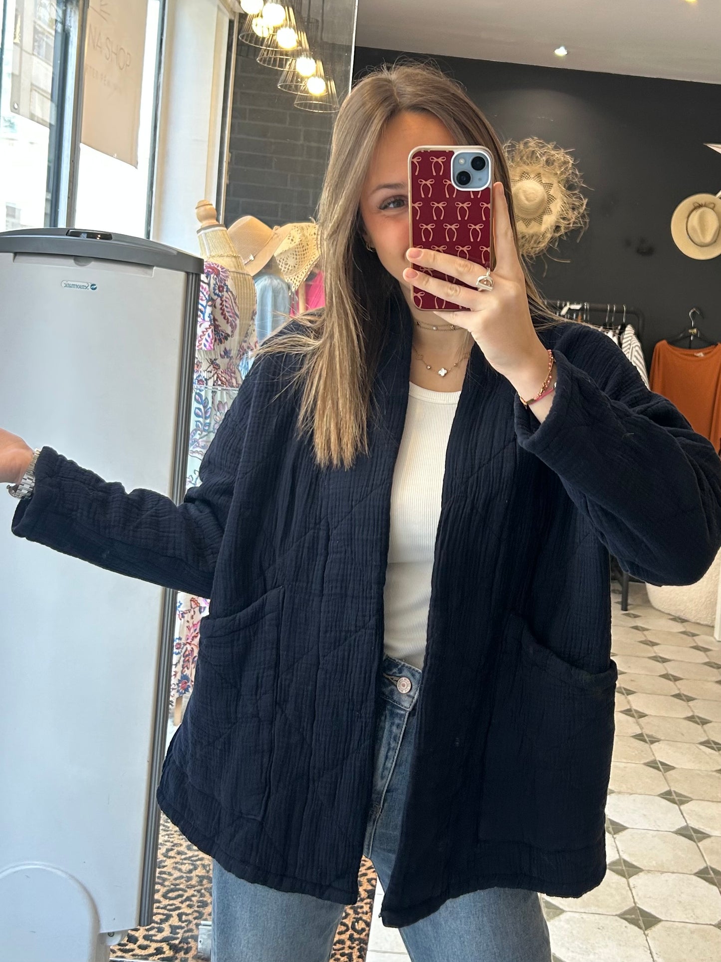 Veste molletonnée Edmée bleu marine
