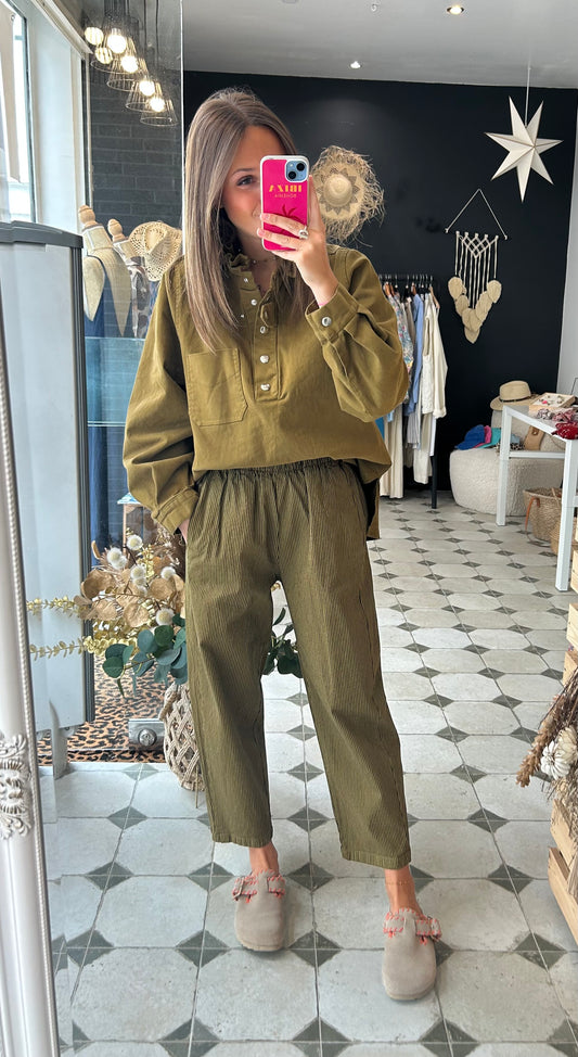 Pantalon Magique rayé curry - Johanna Paris