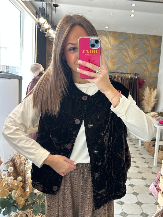Gilet Alfie chocolat - Johanna Paris