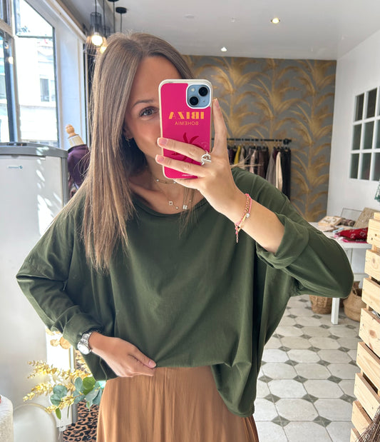 T-Shirt Col Bateau kaki - Johanna Paris