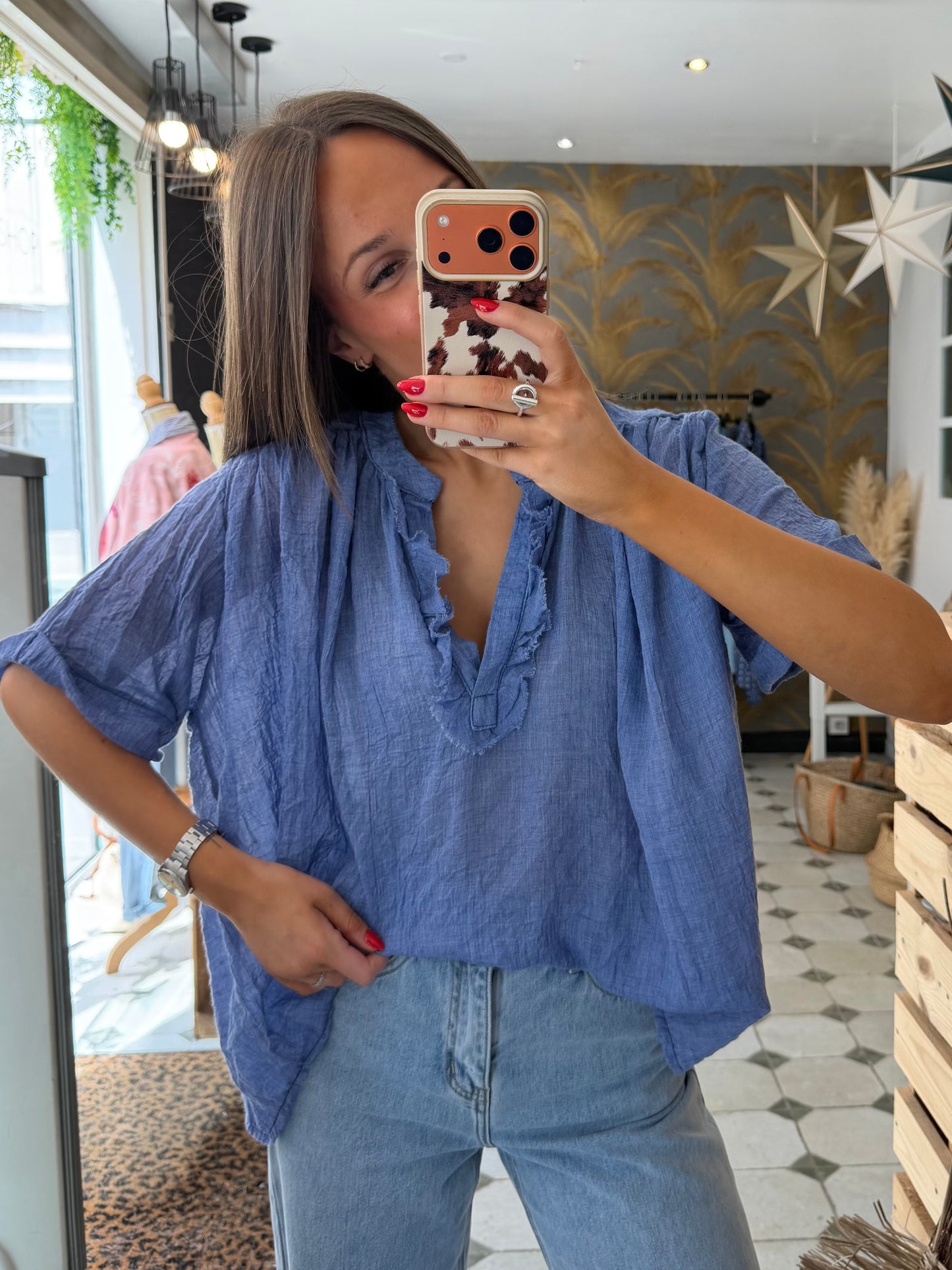 Blouse Aria manches courtes violet - Johanna Paris