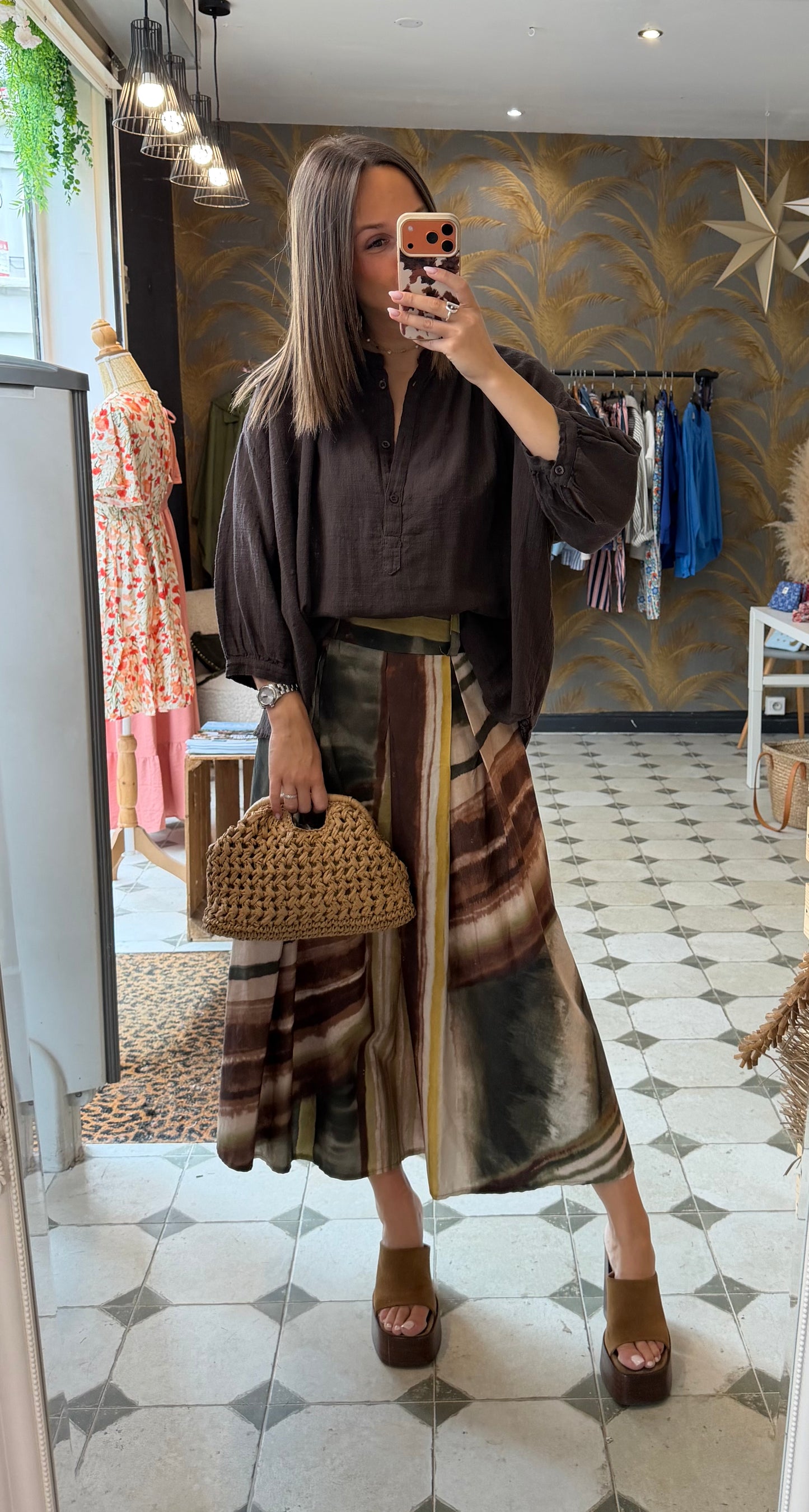 Chemise Ava en Garza chocolat - Johanna Paris
