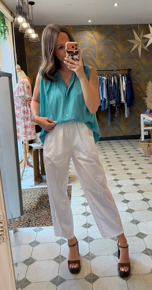 Pantalon Magique en toile fine blanc - Johanna Paris