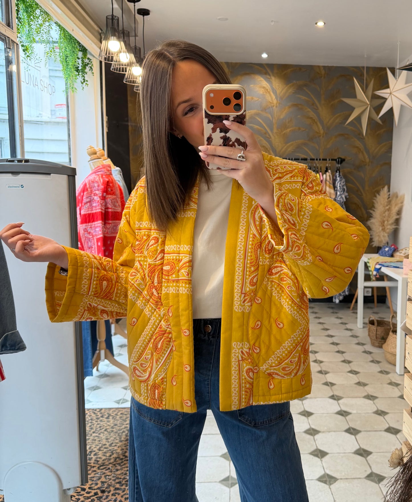 Veste matelassée bandana jaune - Johanna Paris