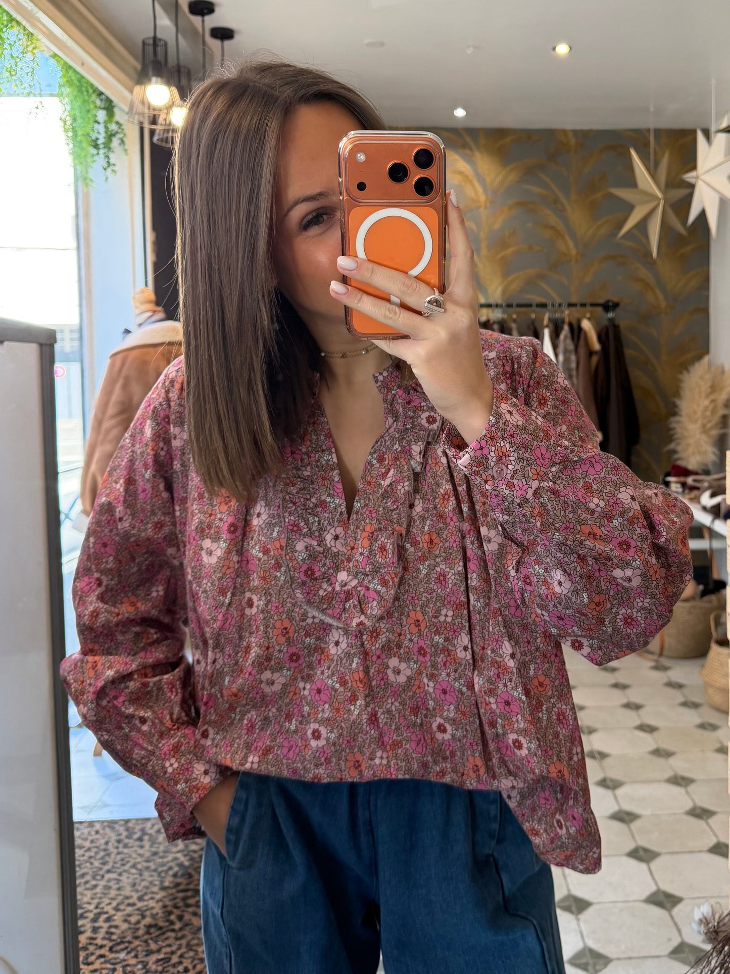 Blouse Flowers rose - Johanna Paris