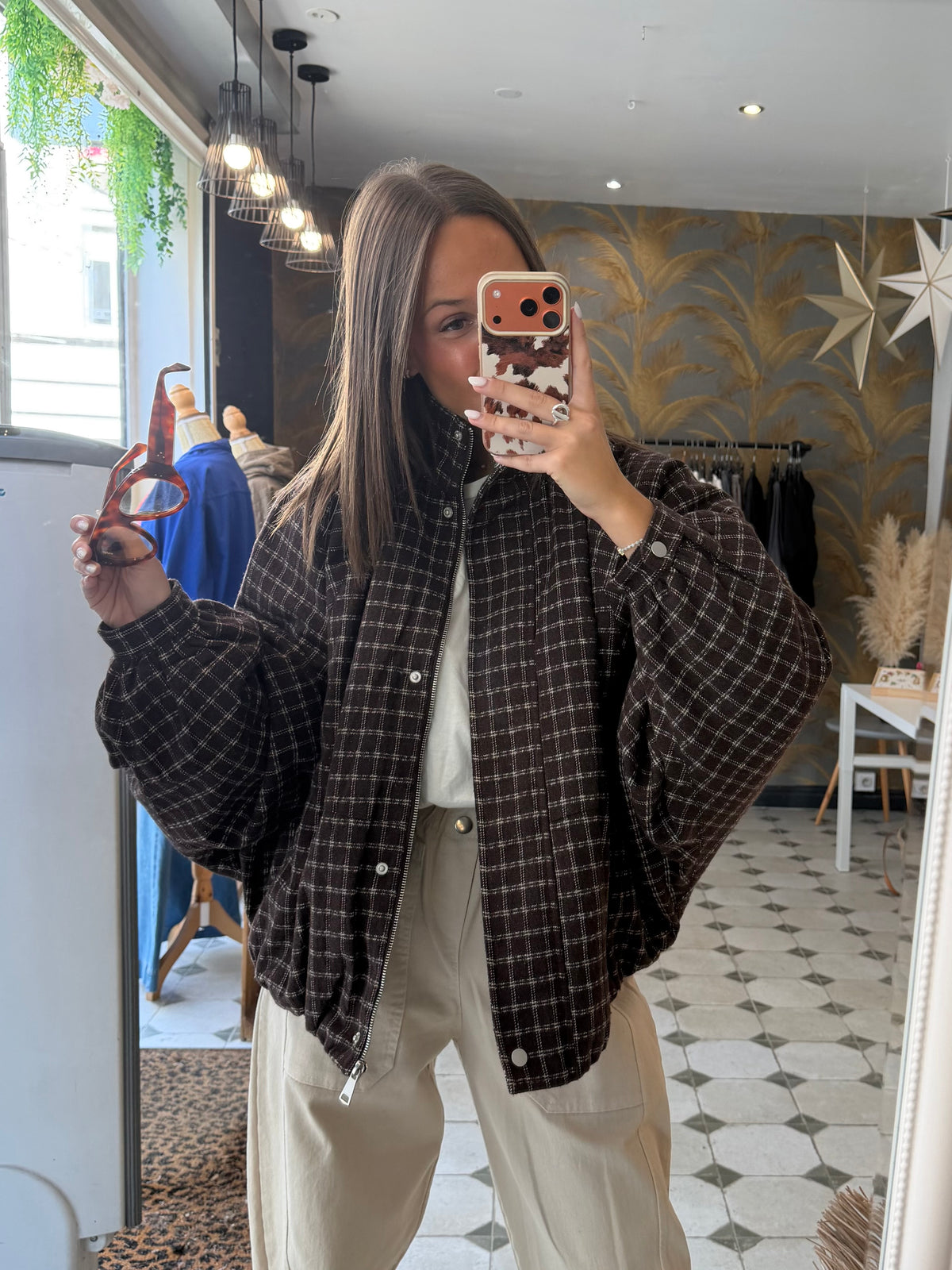 Blouson boule à carreaux - Johanna Paris
