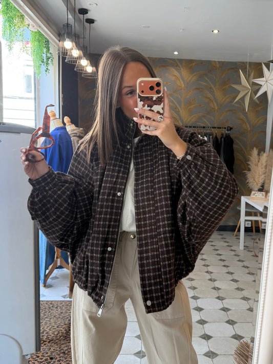 Blouson boule à carreaux - Johanna Paris