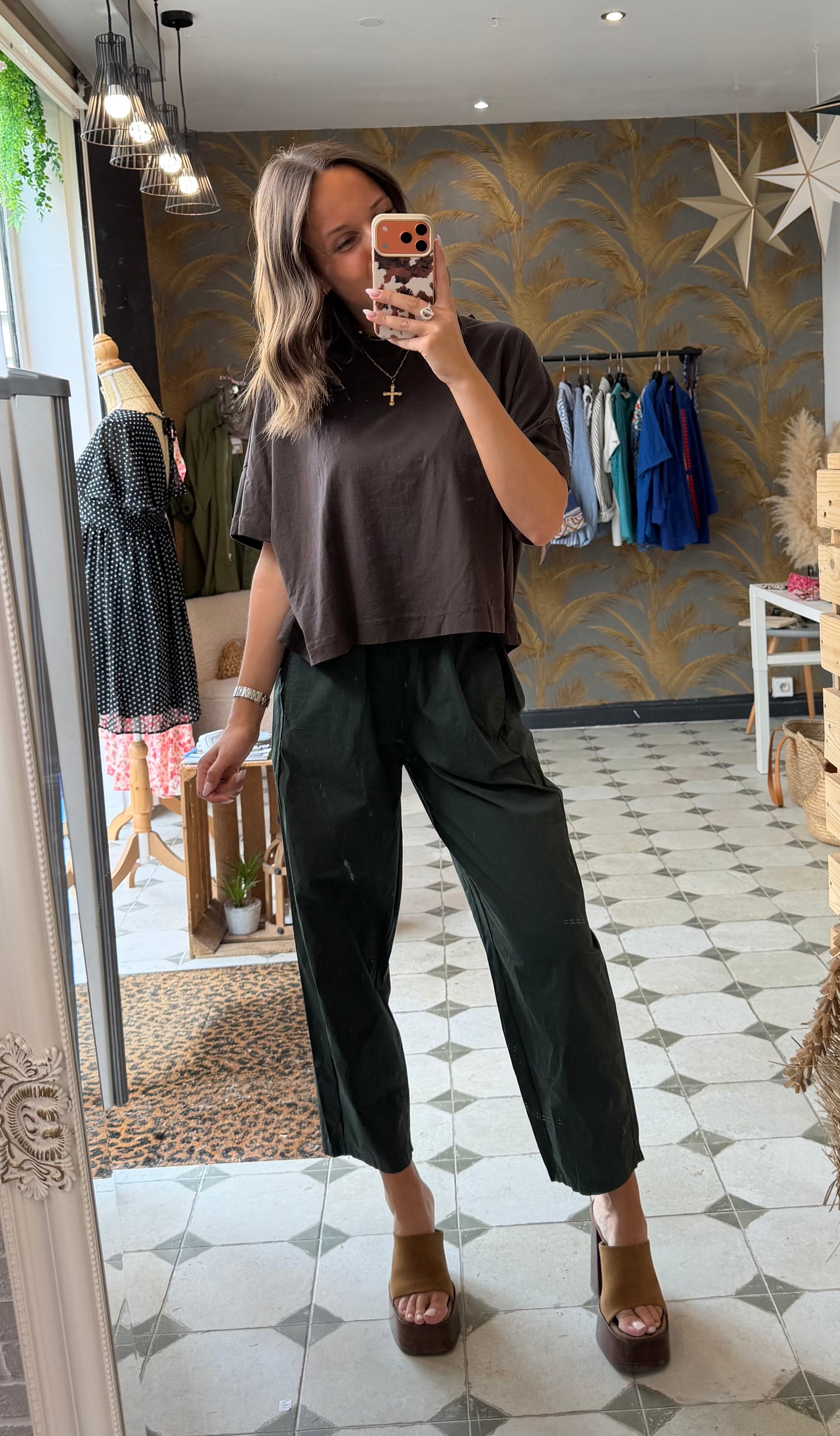 T-Shirt col rond chocolat - Johanna Paris