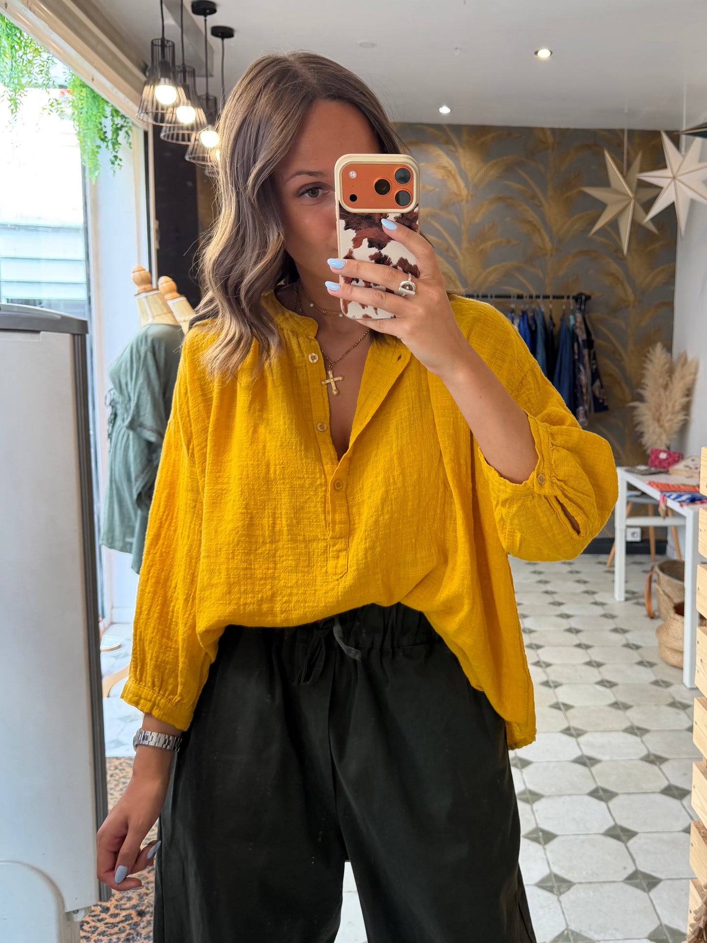 Chemise Ava en Garza moutarde - Johanna Paris