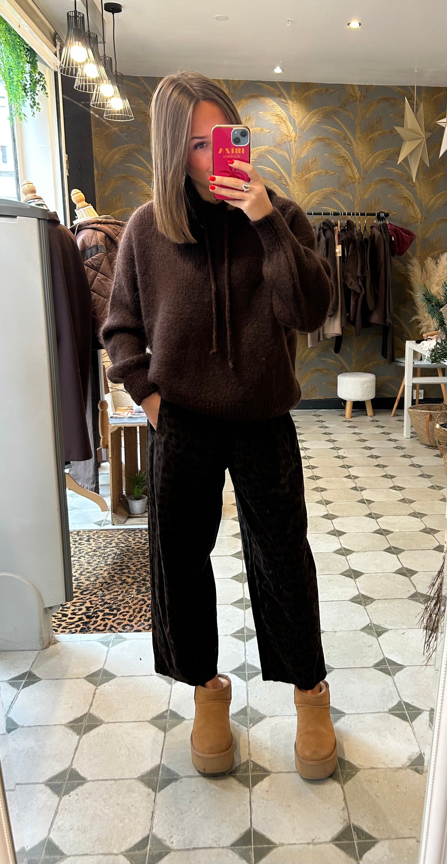 Pantalon Magique en velours léopard chocolat - Johanna Paris