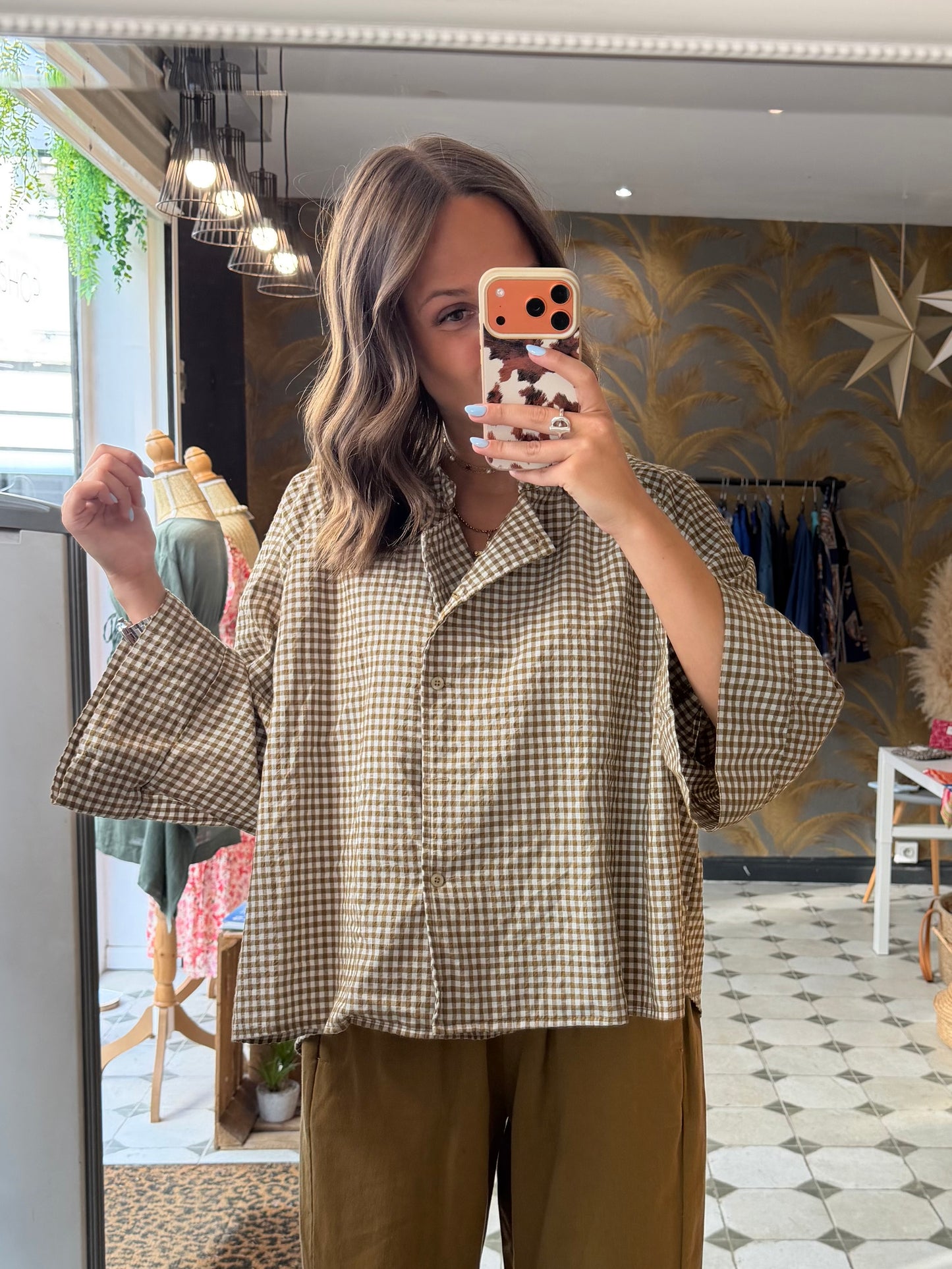 Blouse à carreaux caramel - Johanna Paris