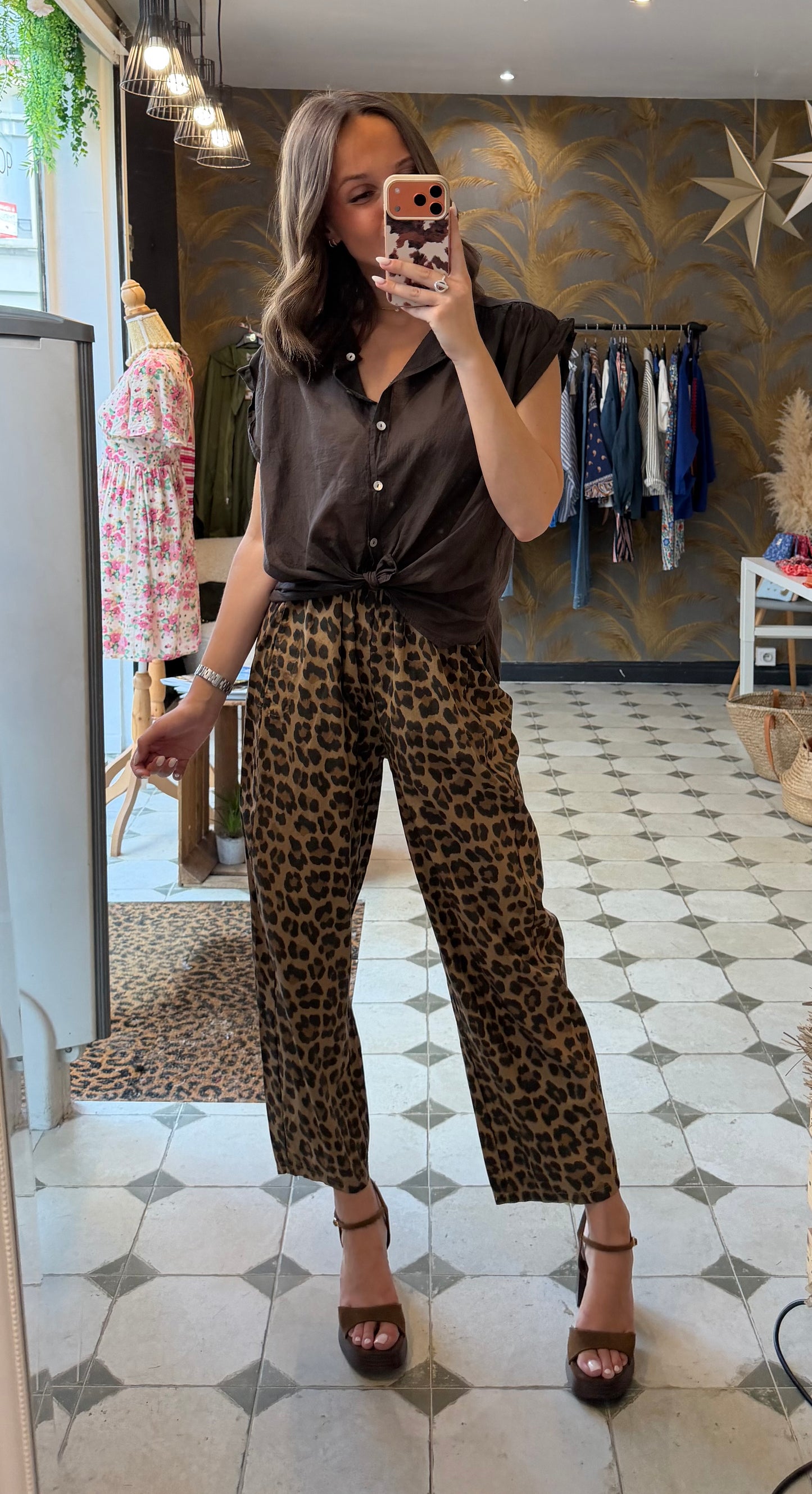 Pantalon Magique en toile fine léopard - Johanna Paris