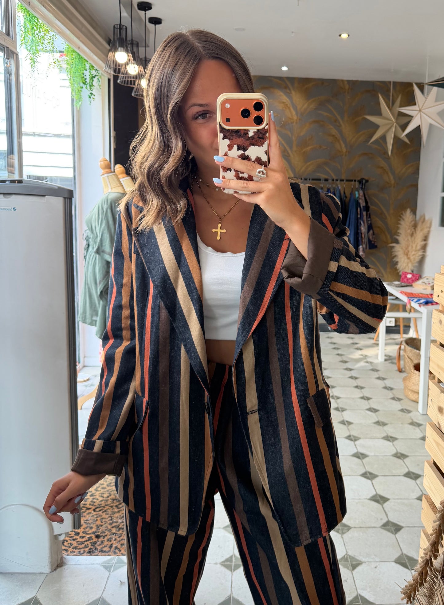 Blazer à rayures Alba Terracotta - Johanna Paris