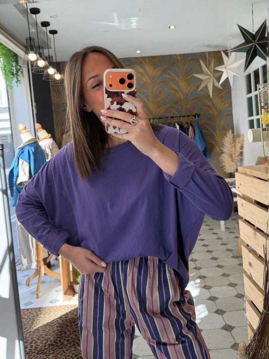 T-Shirt Col Bateau violet - Johanna Paris