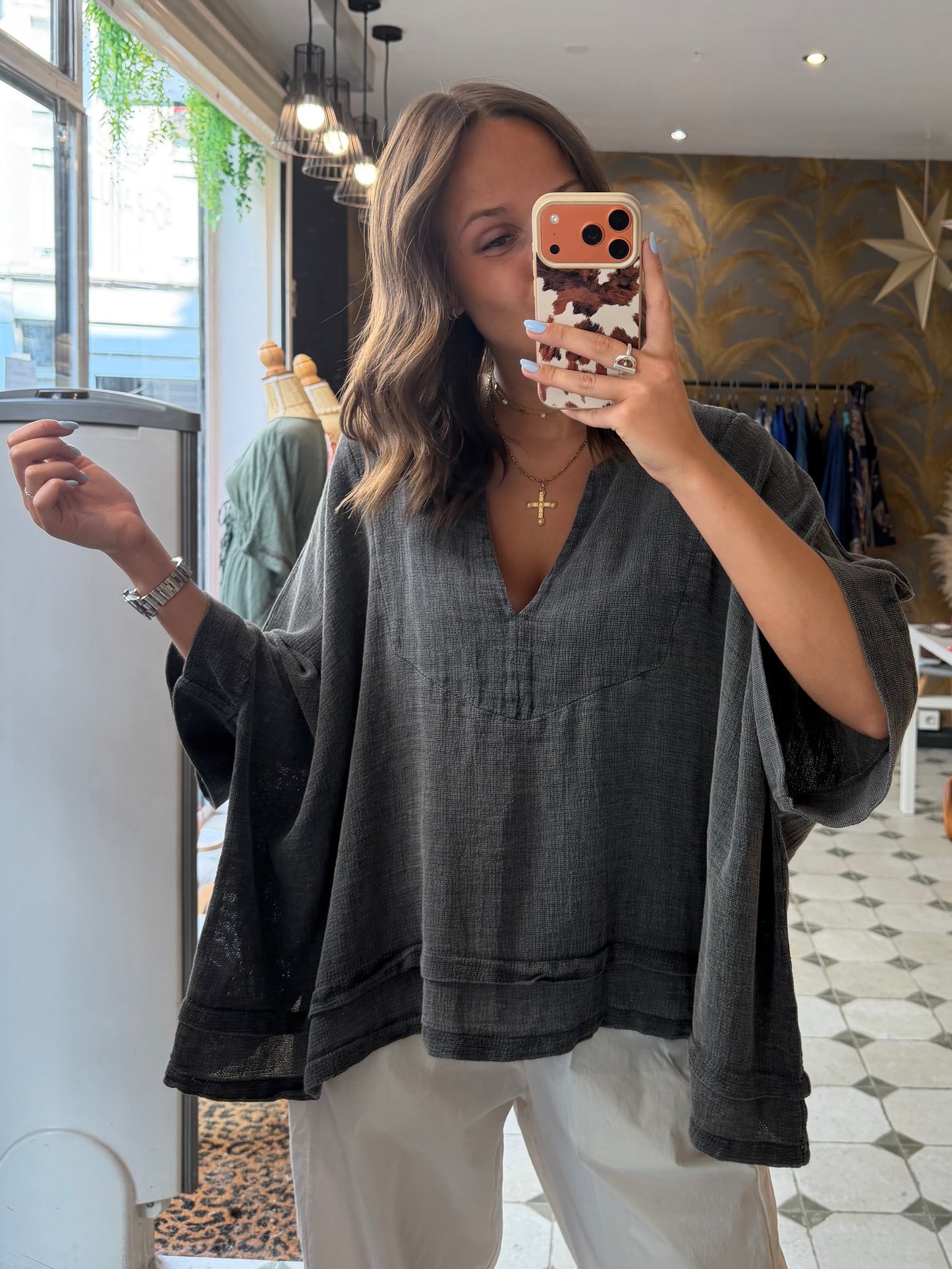 Blouse grise asymétrique - Johanna Paris