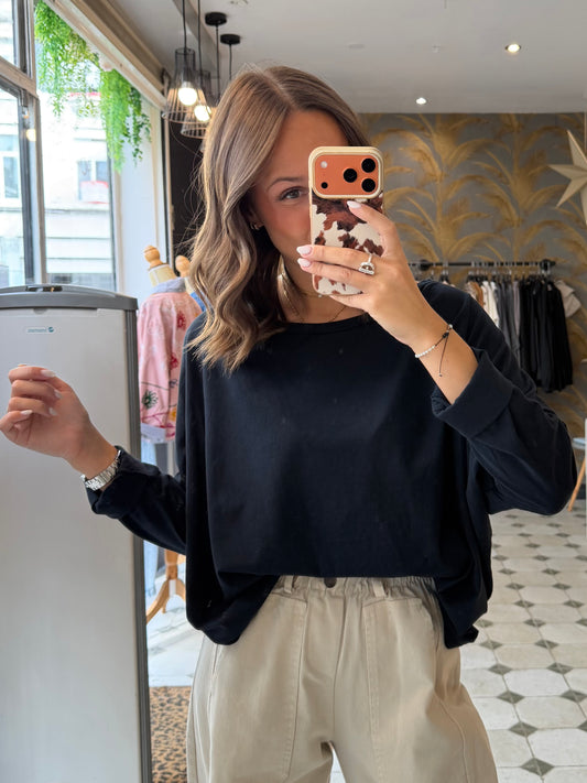 T-Shirt Col Bateau bleu marine - Johanna Paris