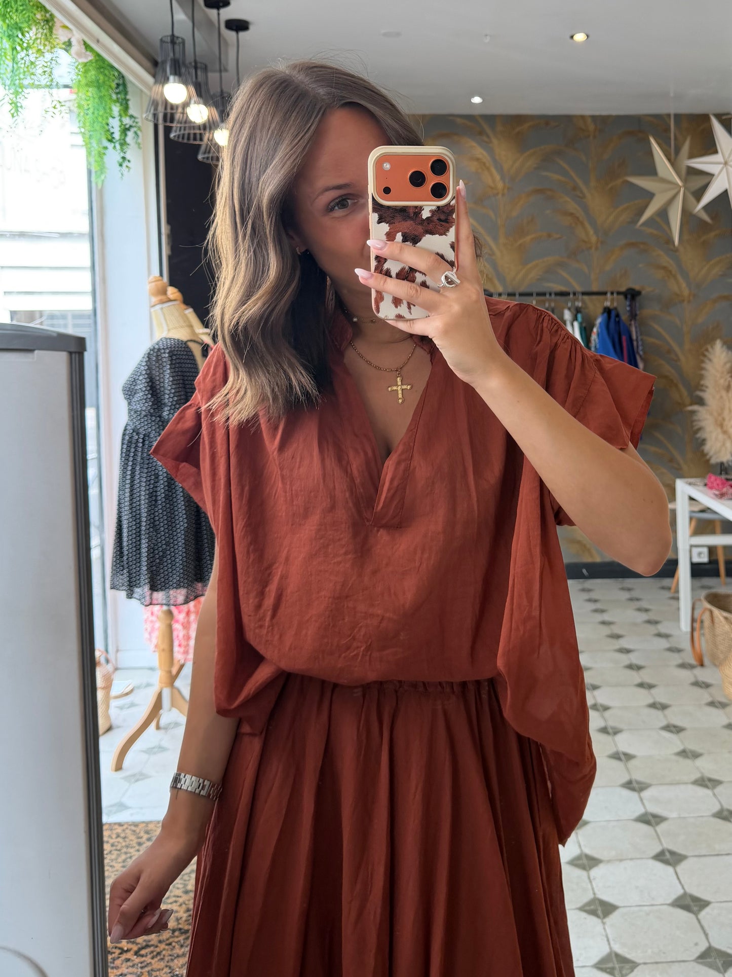 Blouse sans manches Lila terracotta - Johanna Paris