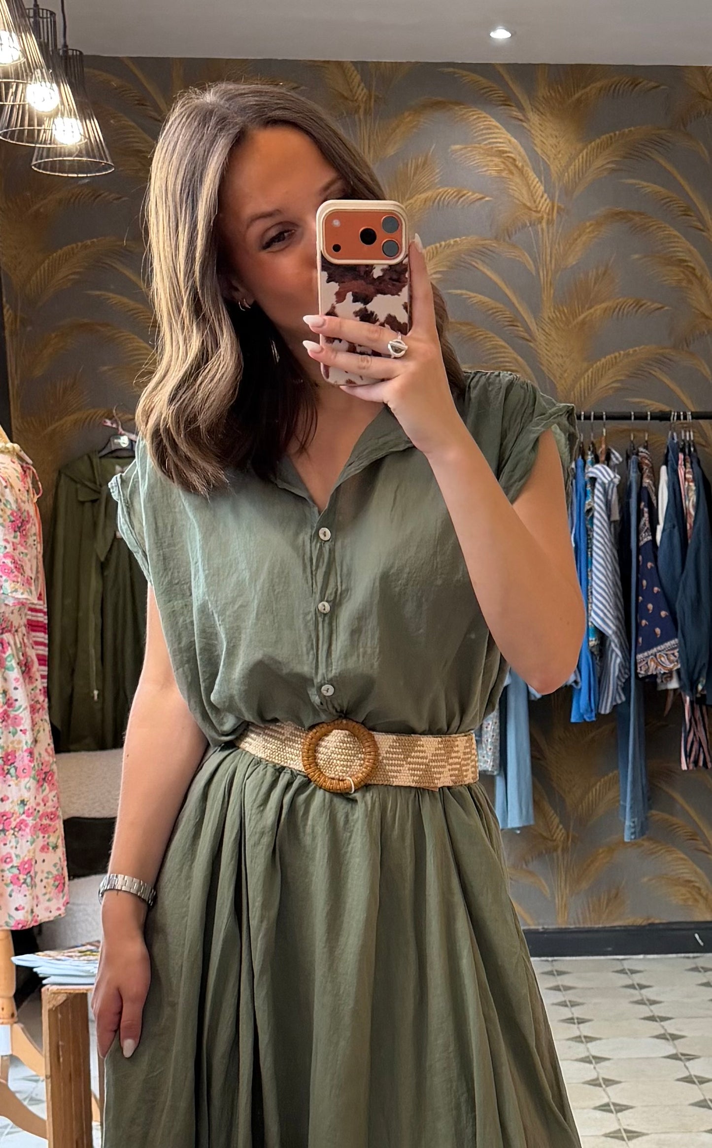 Blouse sans manches Myla kaki - Johanna Paris