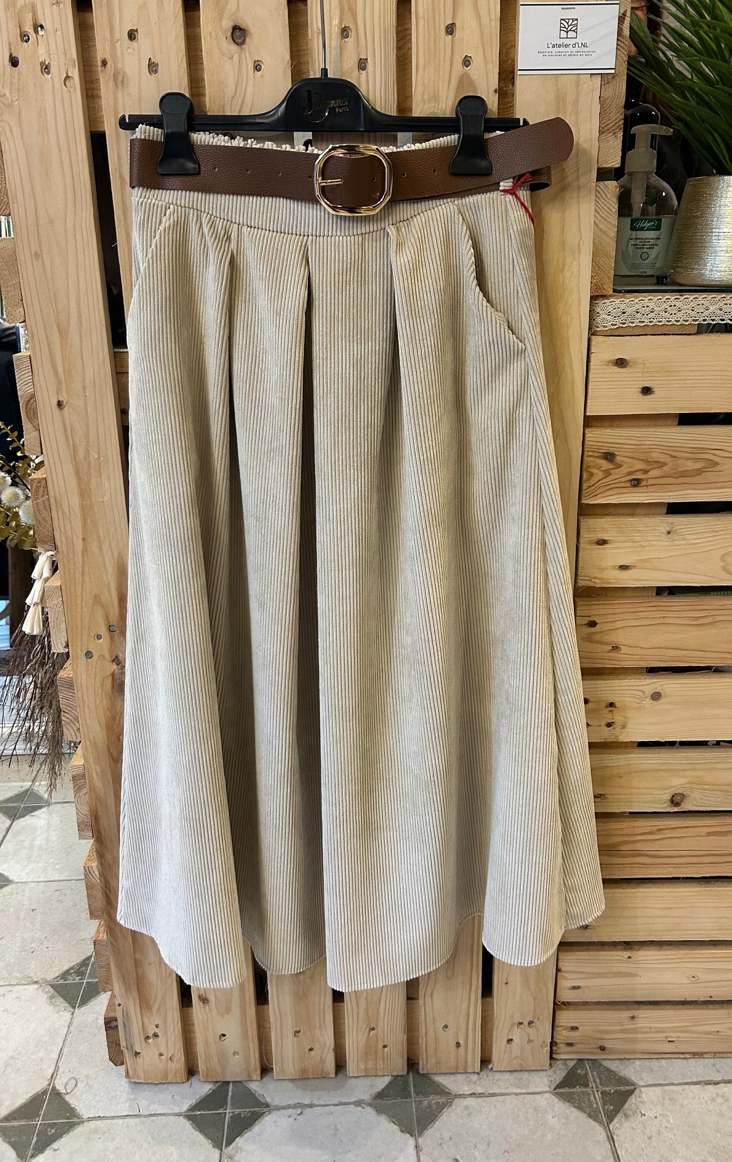 Jupe longue Marlène en velours écru - Johanna Paris