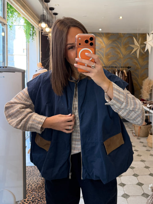 Gilet sans manches Octavie bleu marine - Johanna Paris