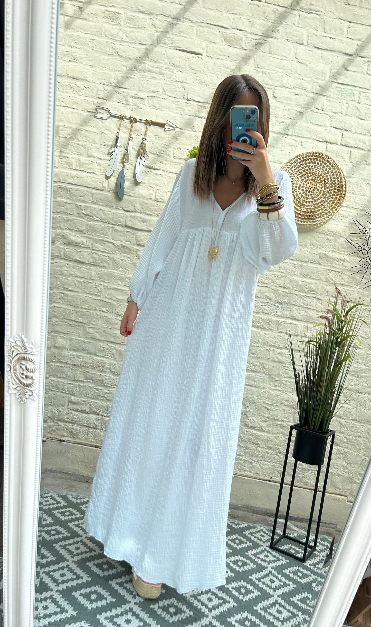 Robe longue en gaze de coton