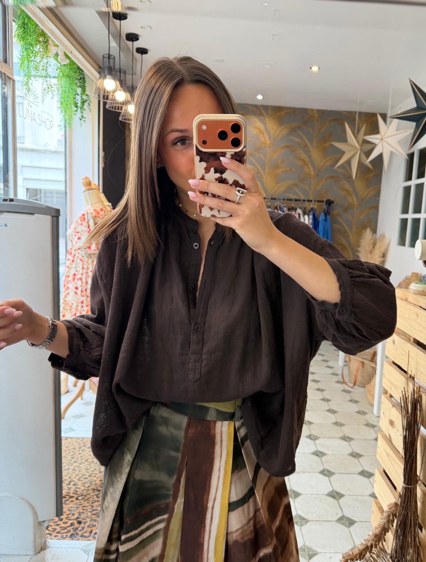 Chemise Ava en Garza chocolat - Johanna Paris