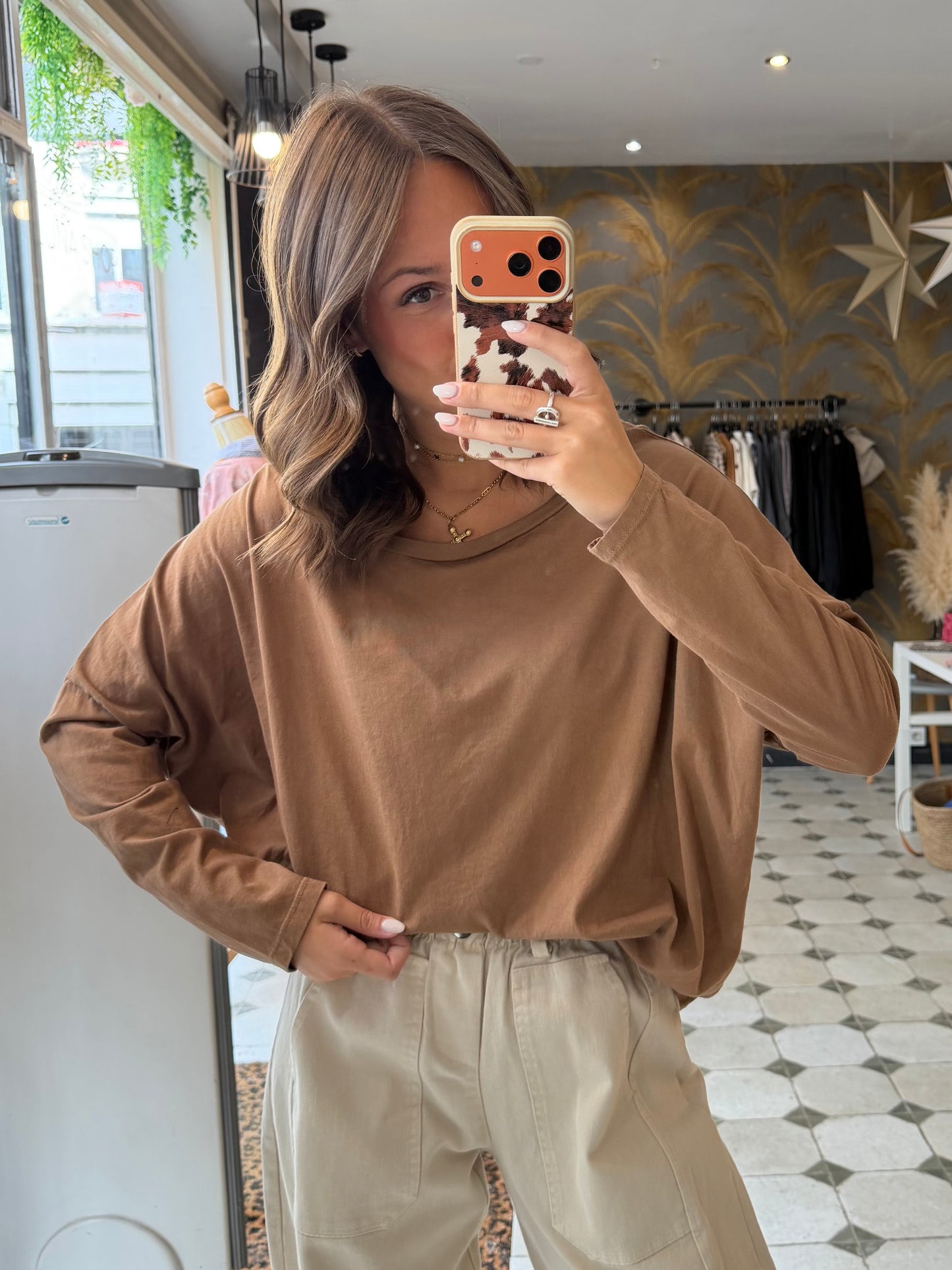 T-Shirt Col Bateau camel - Johanna Paris