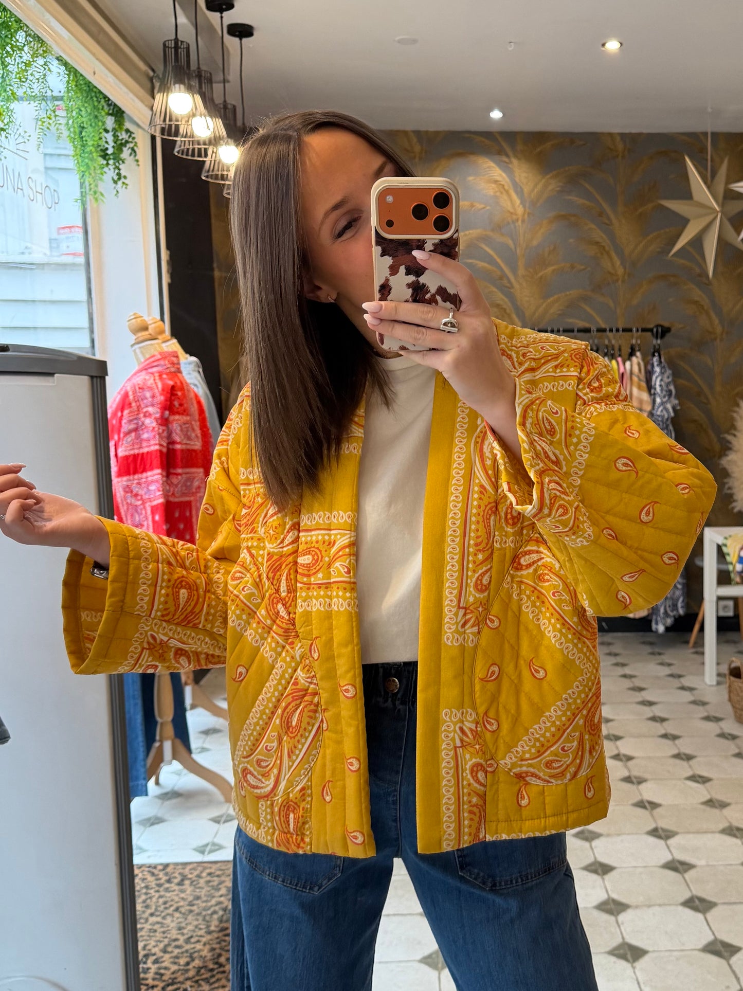 Veste matelassée bandana jaune - Johanna Paris