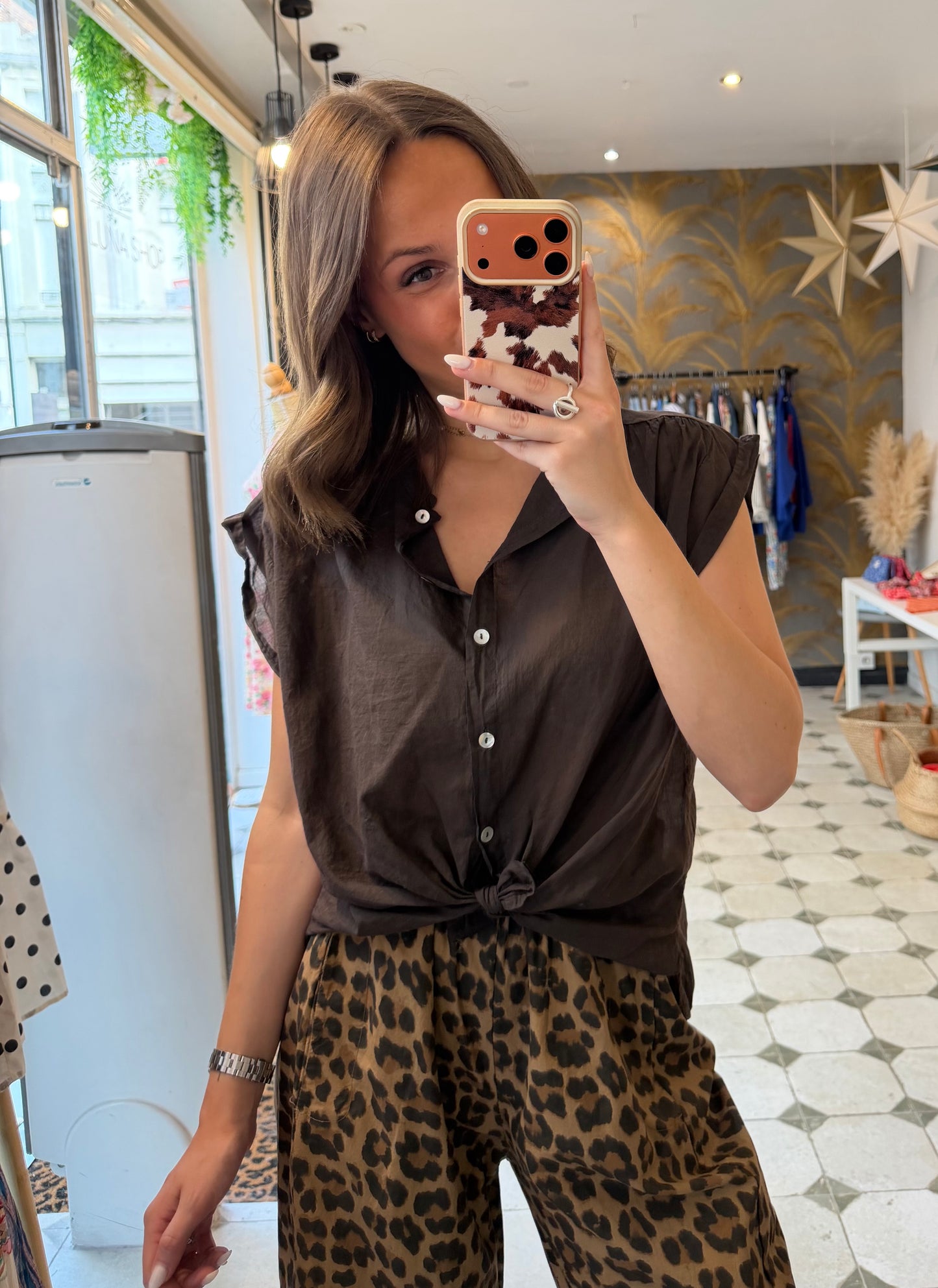 Blouse sans manches Myla chocolat - Johanna Paris