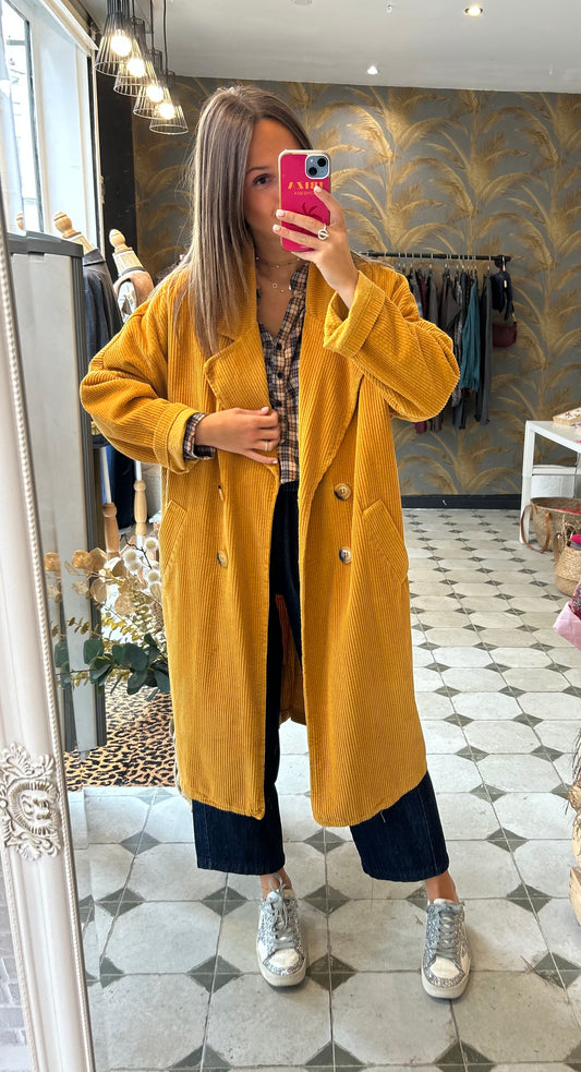 Trench en velours moutarde - Johanna Paris