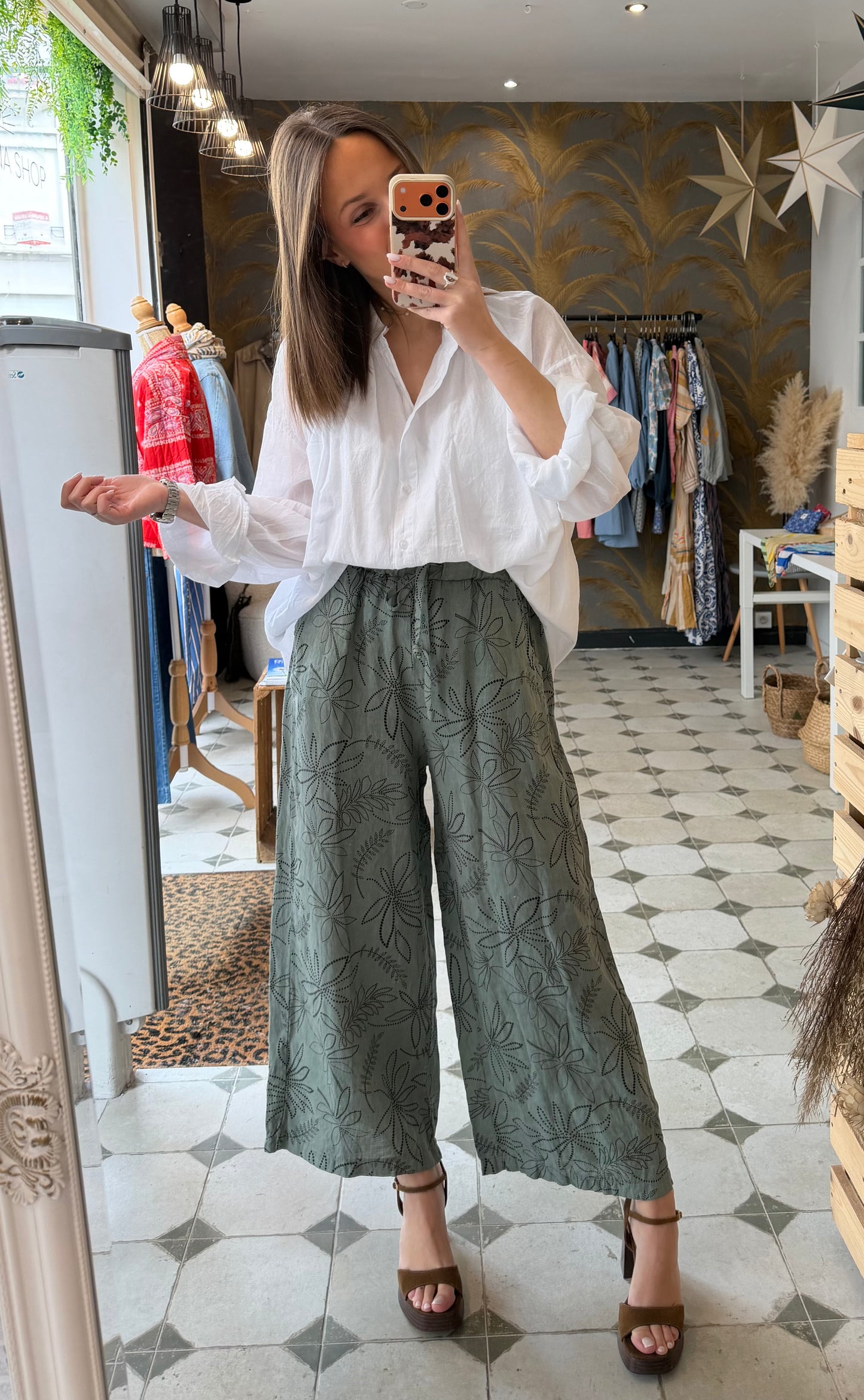 Pantalon fluide Palm kaki - Johanna Paris