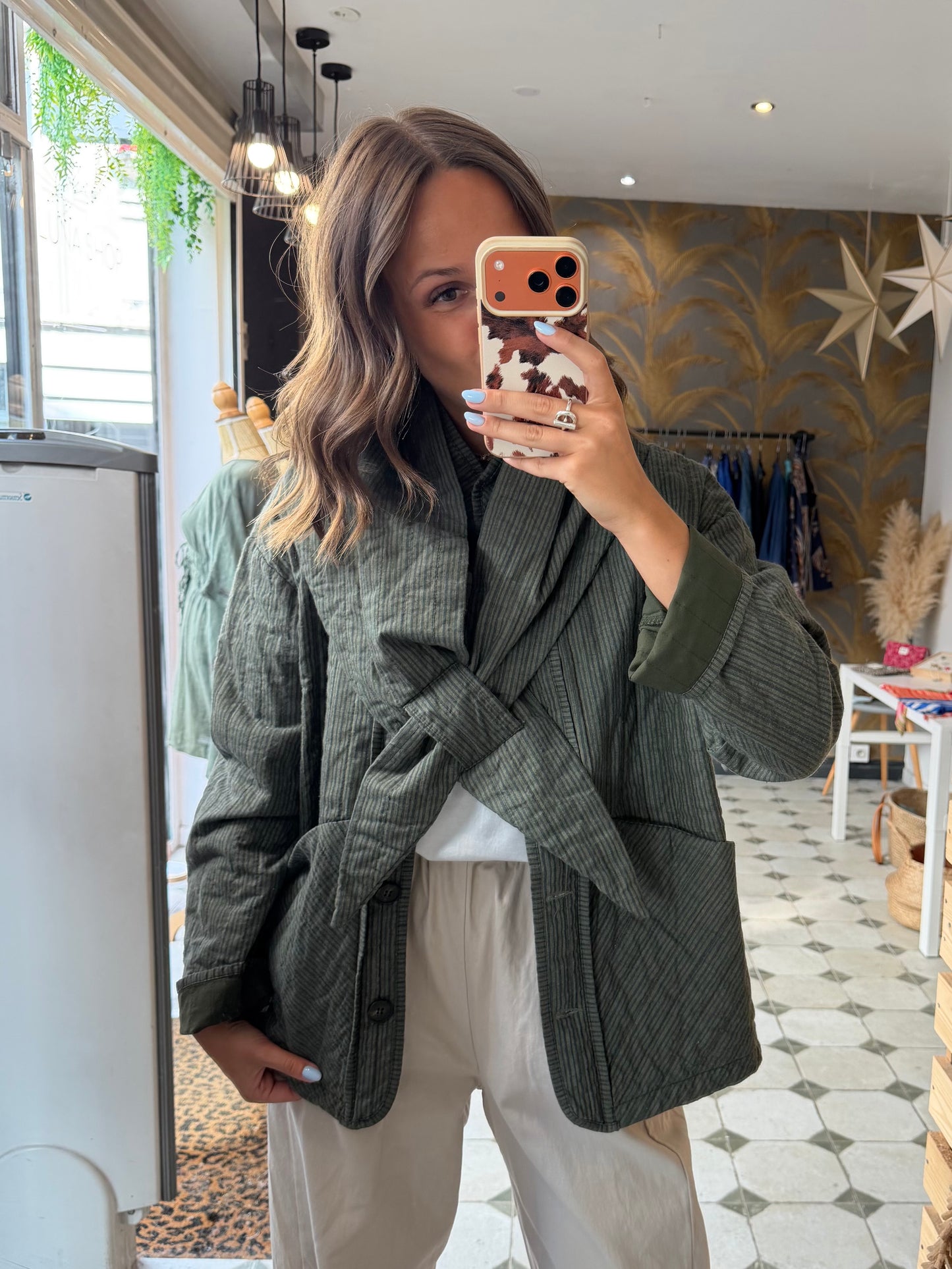 Veste avec écharpe kaki - Johanna Paris