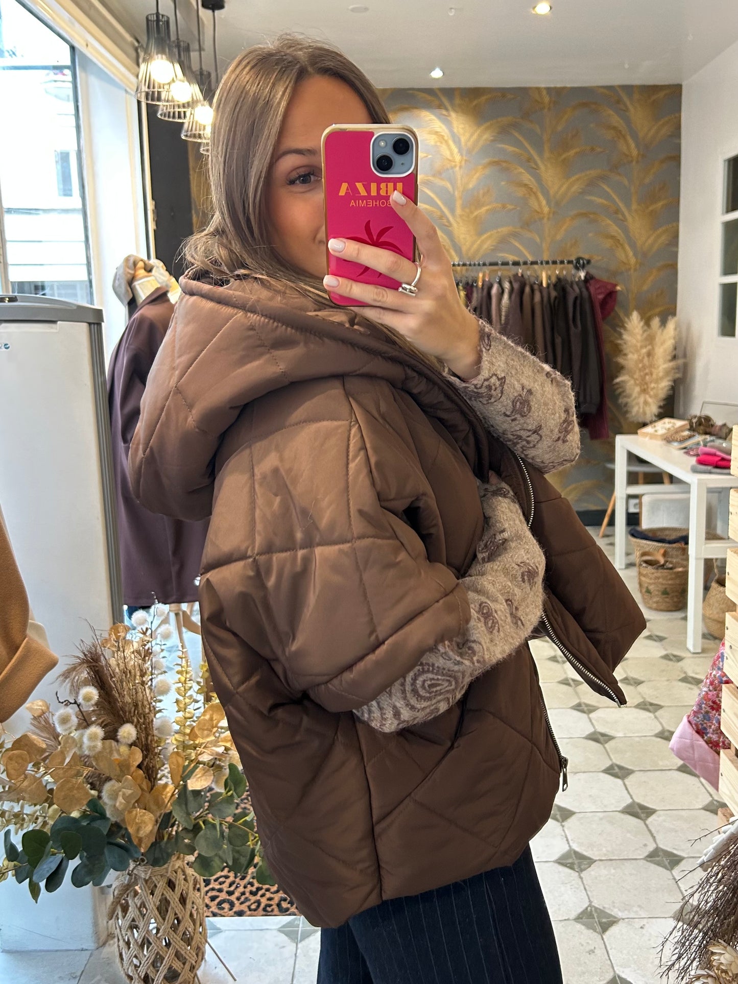 Doudoune cape chocolat - Johanna Paris