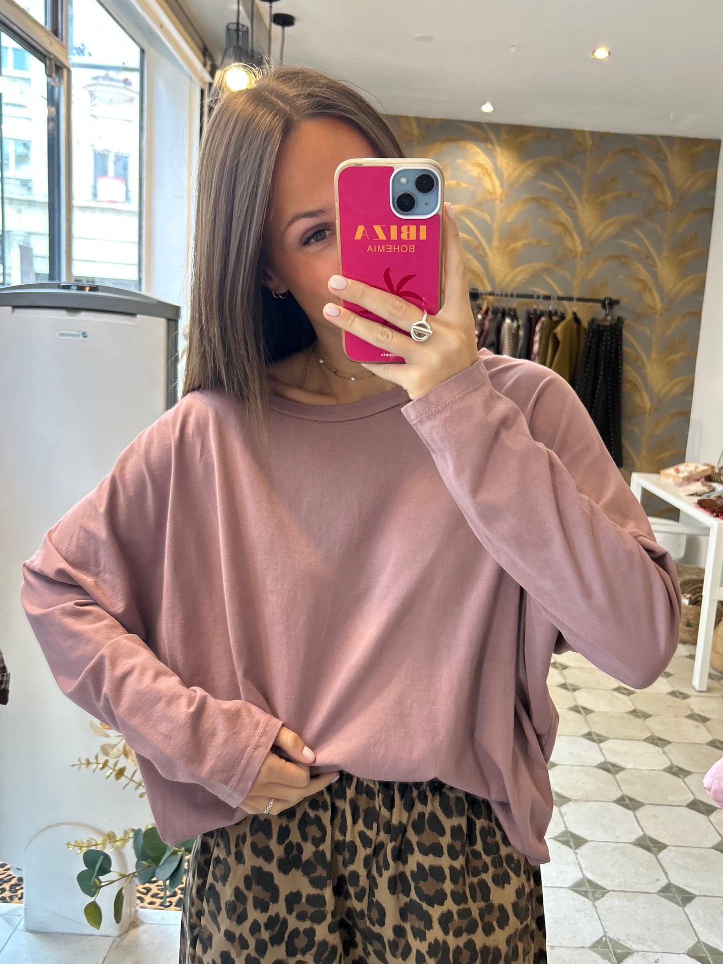 T-Shirt Col Bateau vieux rose - Johanna Paris