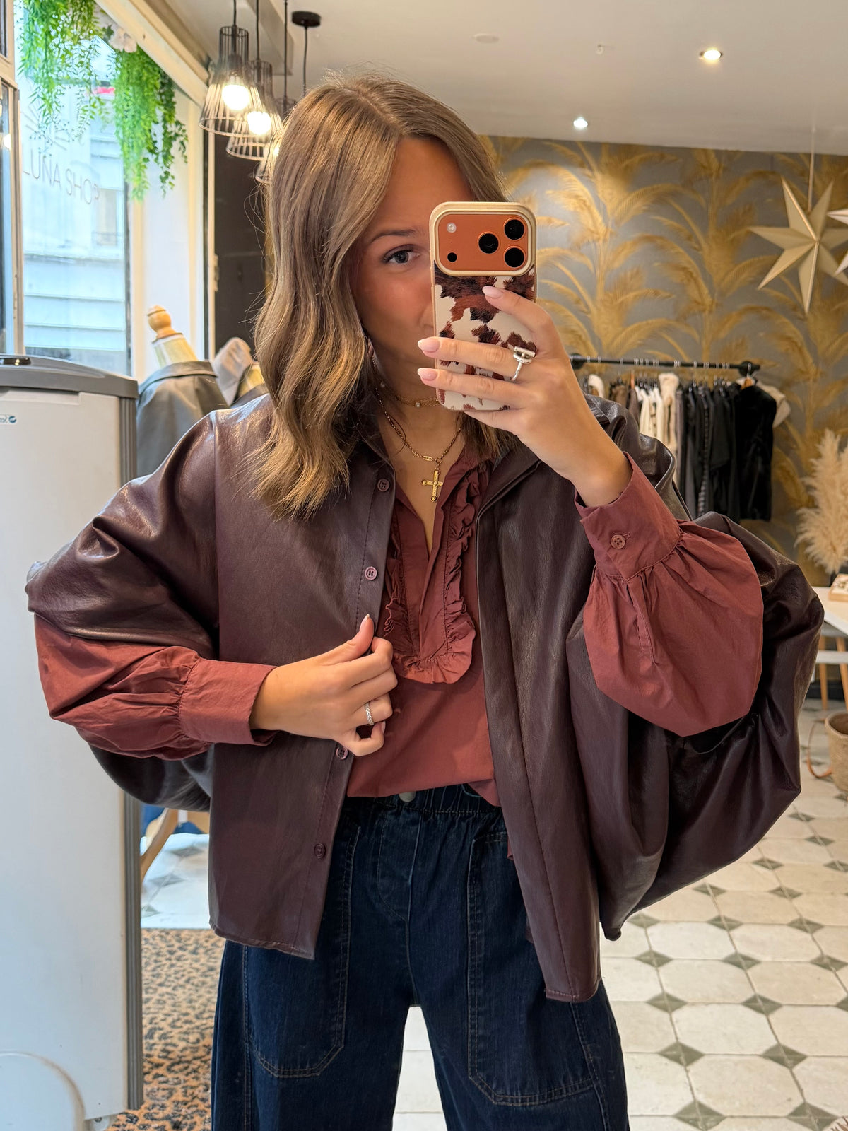 Chemise en similicuir bordeaux - Johanna Paris