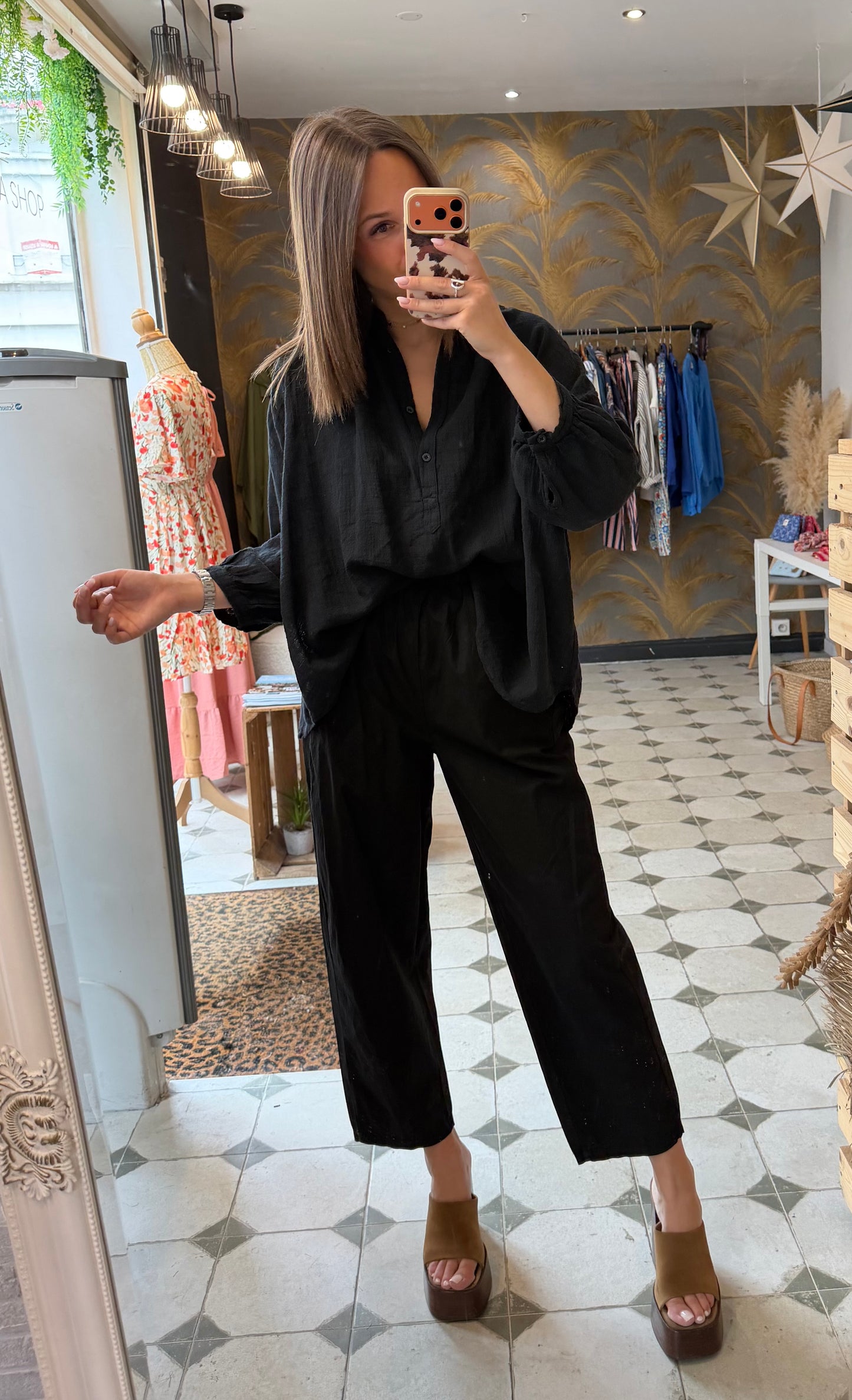 Blouse Aria manches courtes verte en coton - Johanna Paris