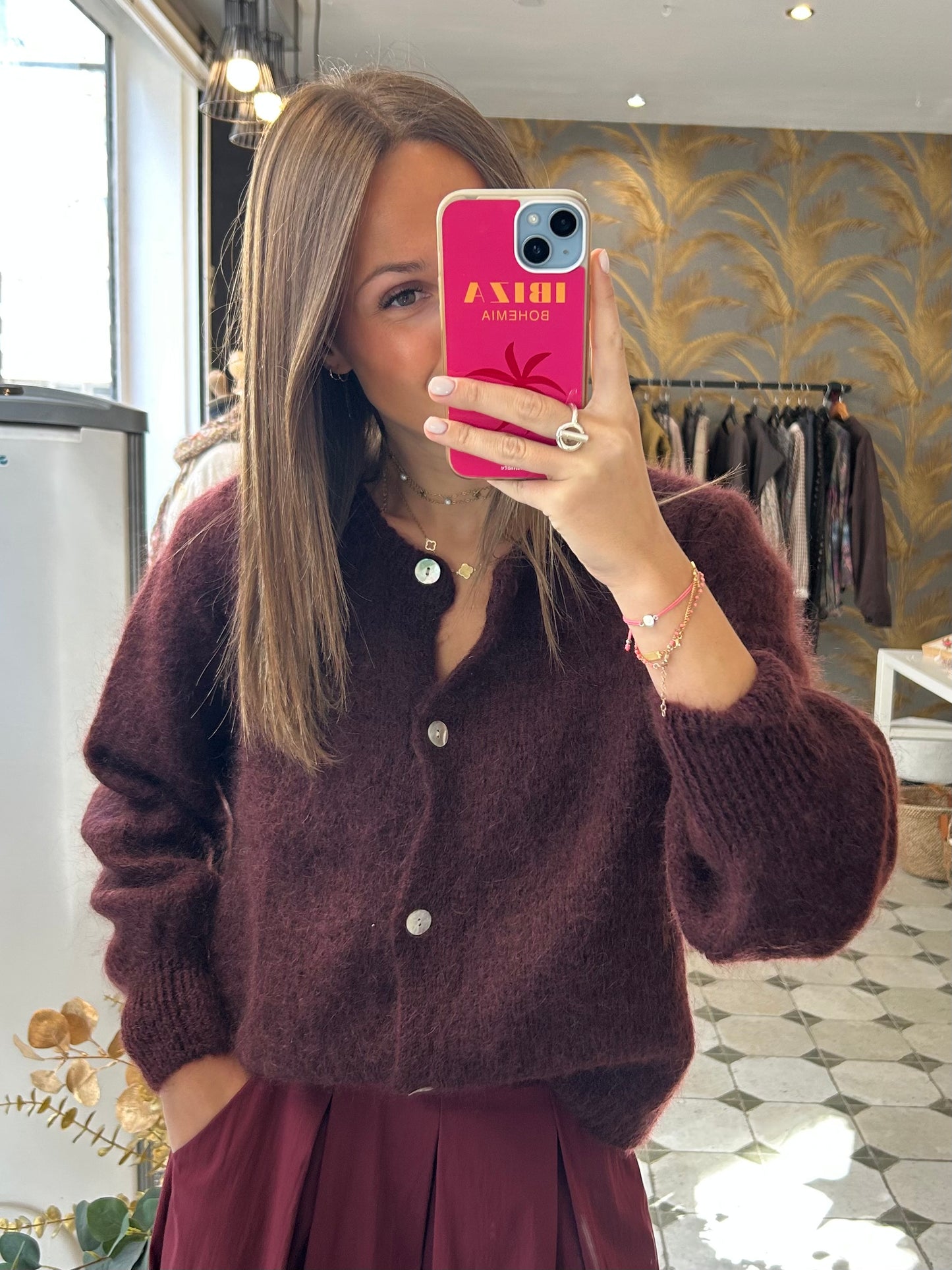 Gilet en laine bordeaux - Johanna Paris