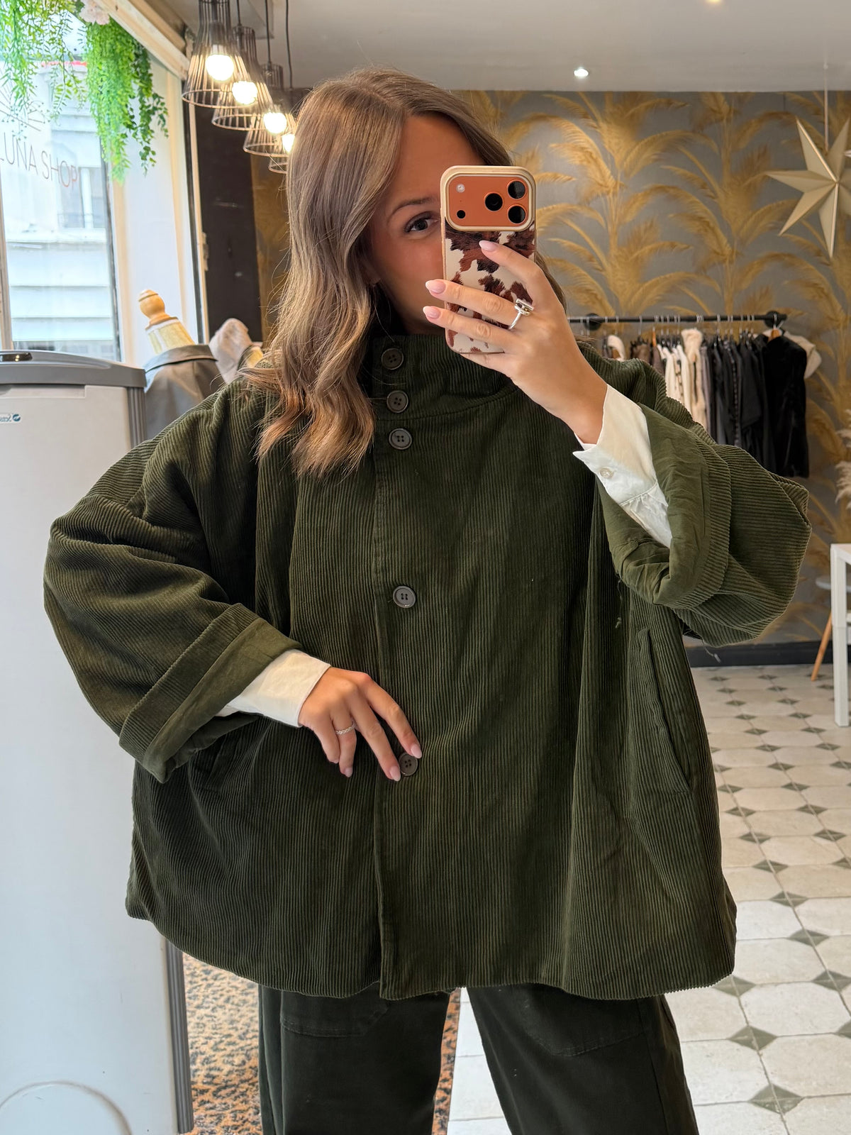 Veste Nola kaki en velours - Johanna Paris