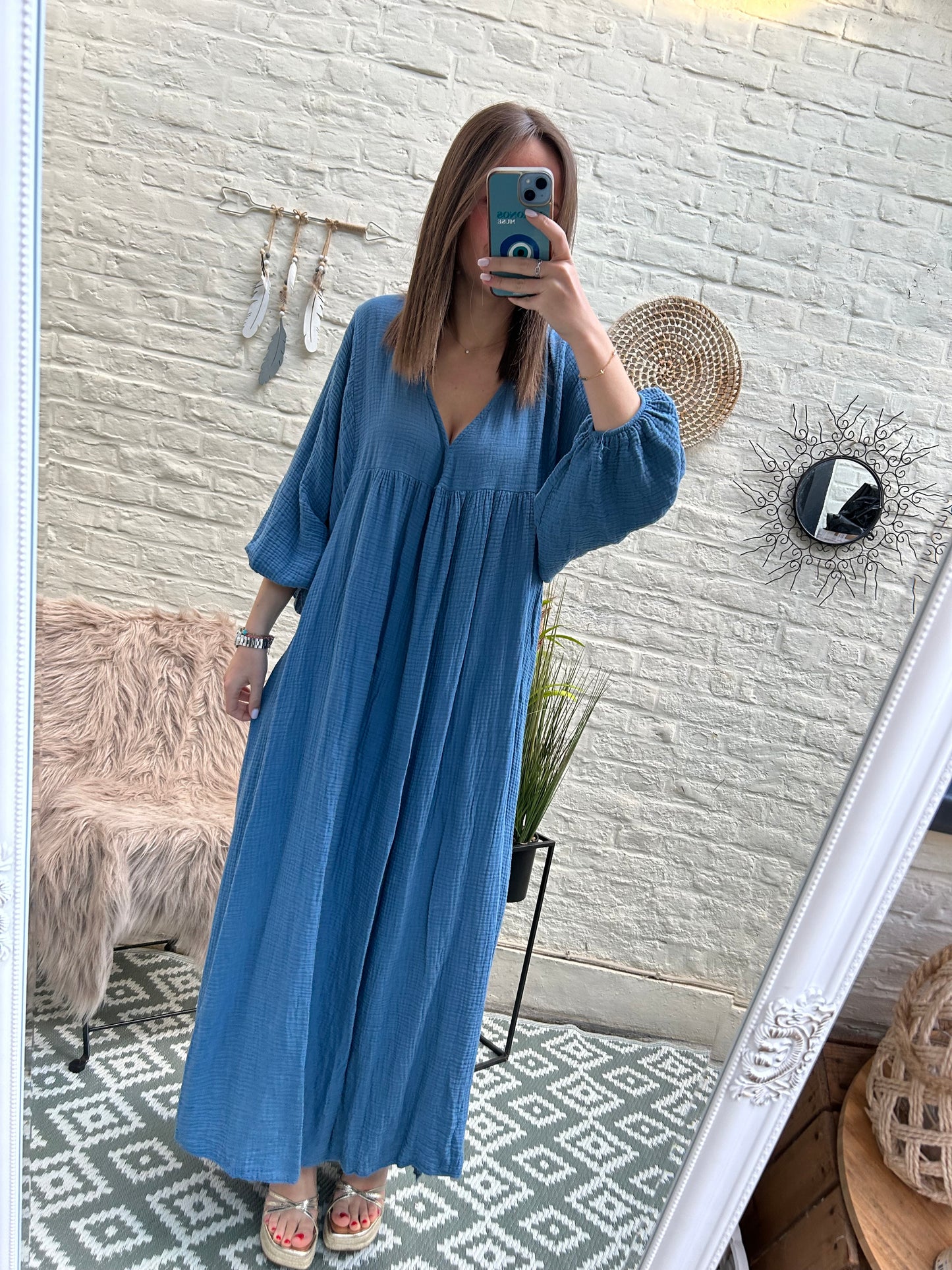 Robe longue en gaze de coton