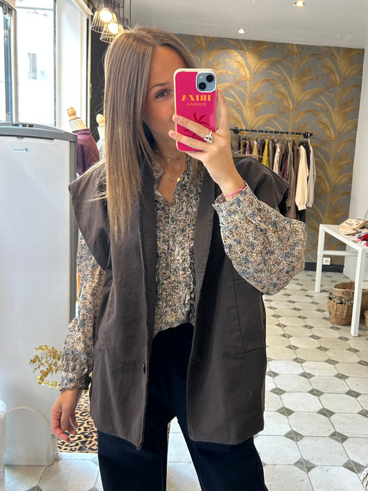 Veste sans manches Elea chocolat - Johanna Paris
