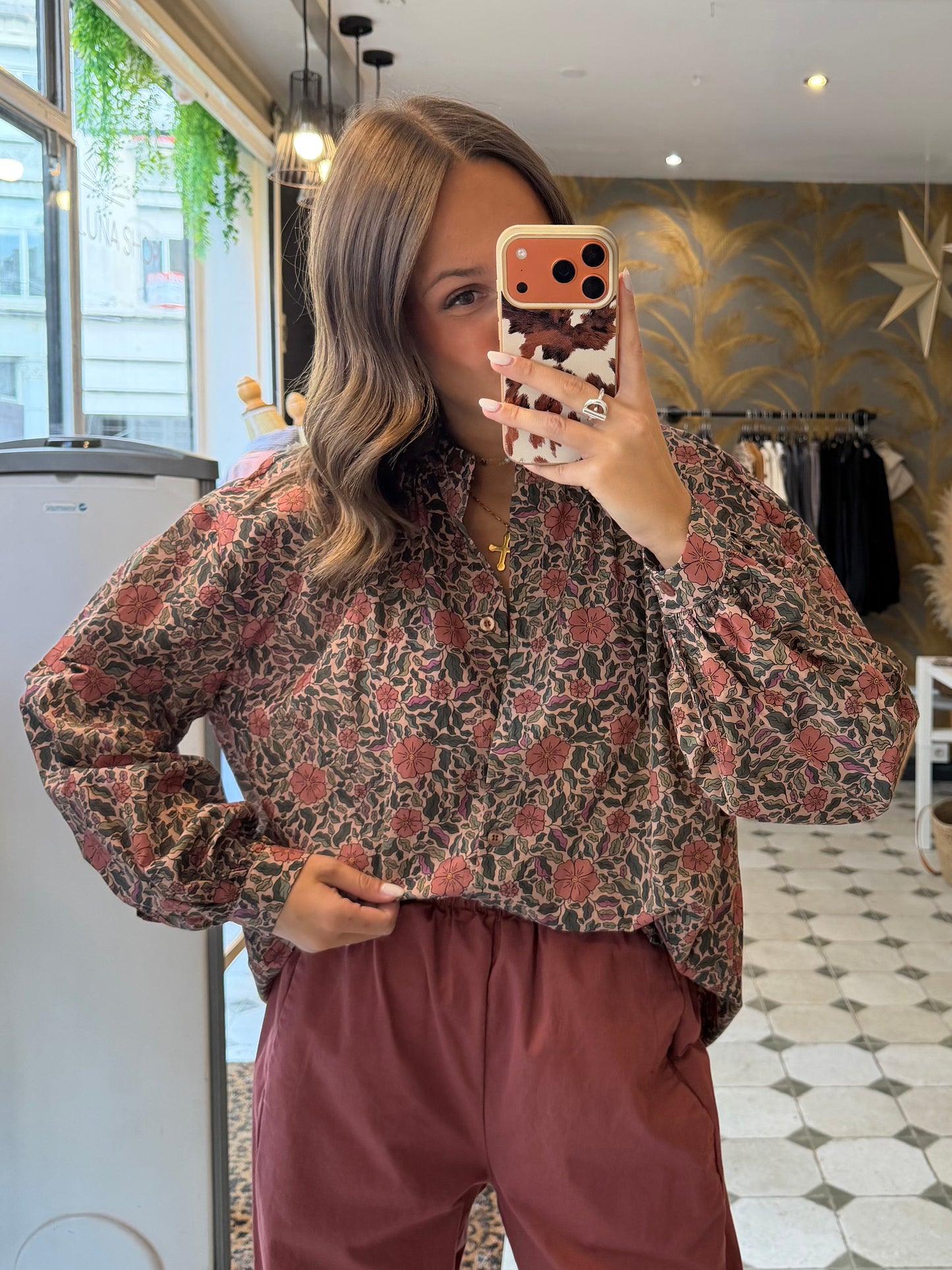 Blouse Flowers rose - Johanna Paris