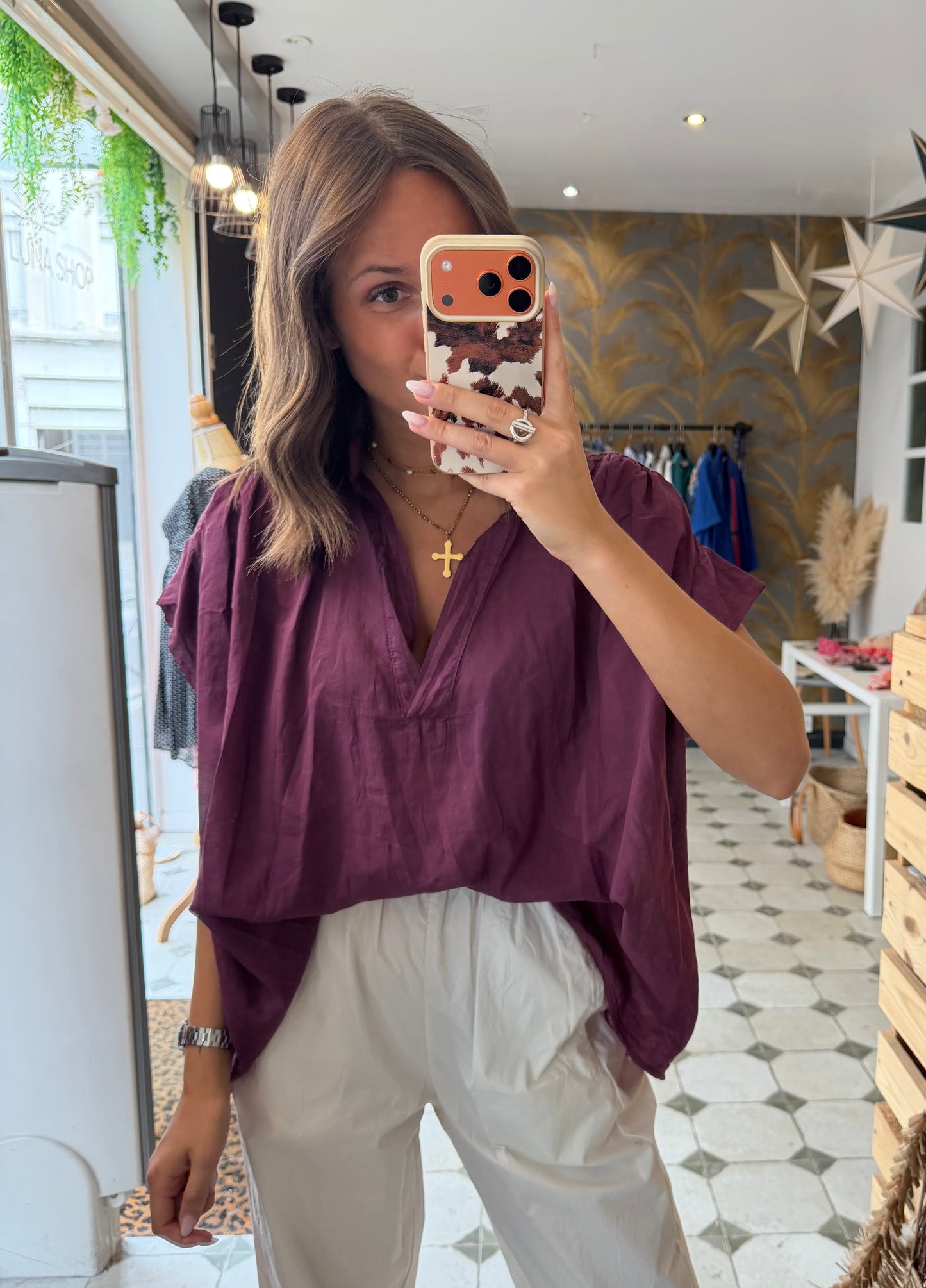 Blouse sans manches Lila prune - Johanna Paris